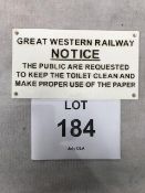 Great Western Cast Iron Railway Sign