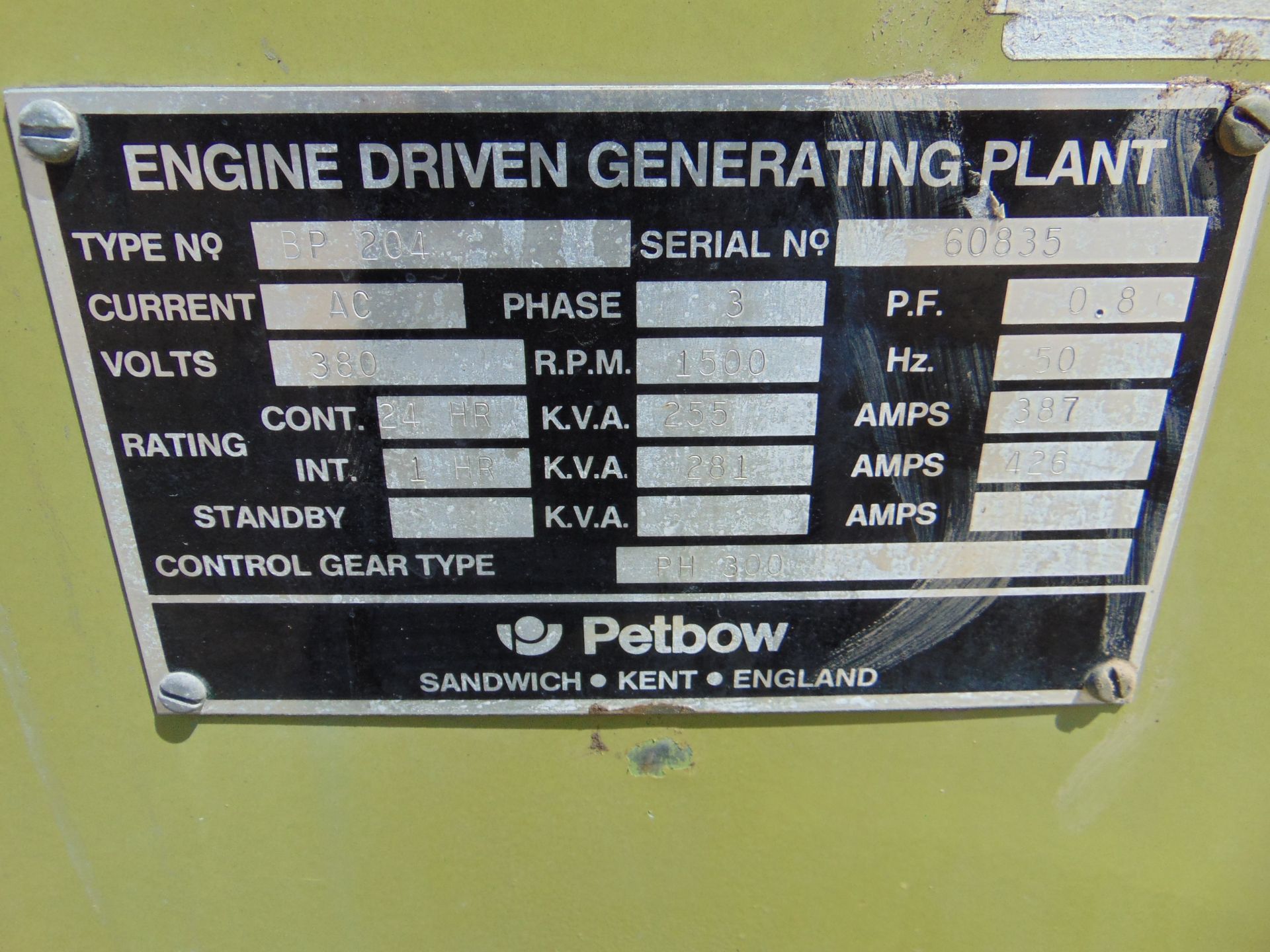 Ex Reserve Petbow BP204 255 KVA Skid Mounted Generator c/w Cummins Engine ONLY 2,122 HOURS! - Bild 13 aus 21