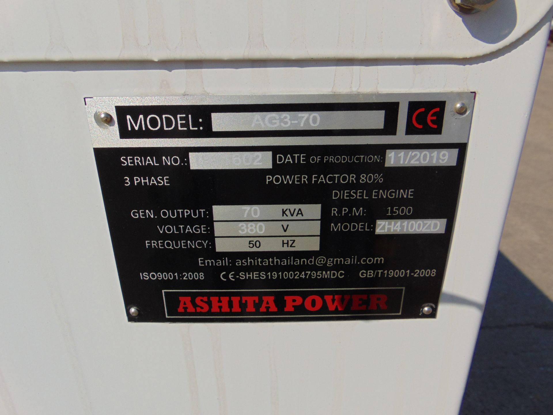 UNISSUED WITH TEST HOURS ONLY 70 KVA 3 Phase Silent Diesel Generator Set - Image 3 of 19