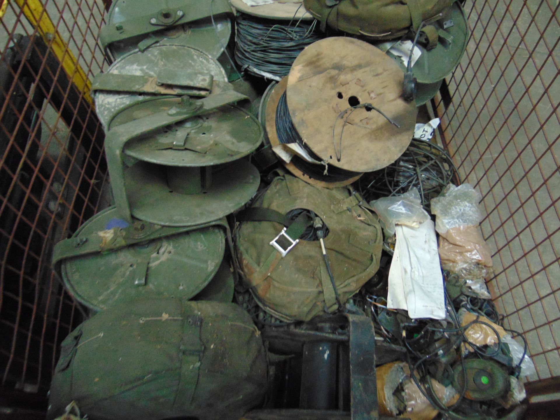 Mixed Stillage including Various D10 Cable & Cable Reels, Headsets, Radio Spares etc