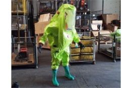 Unissued Respirex Tychem TK Gas-Tight Hazmat Suit Type 1A with Attached Boots and Gloves XL
