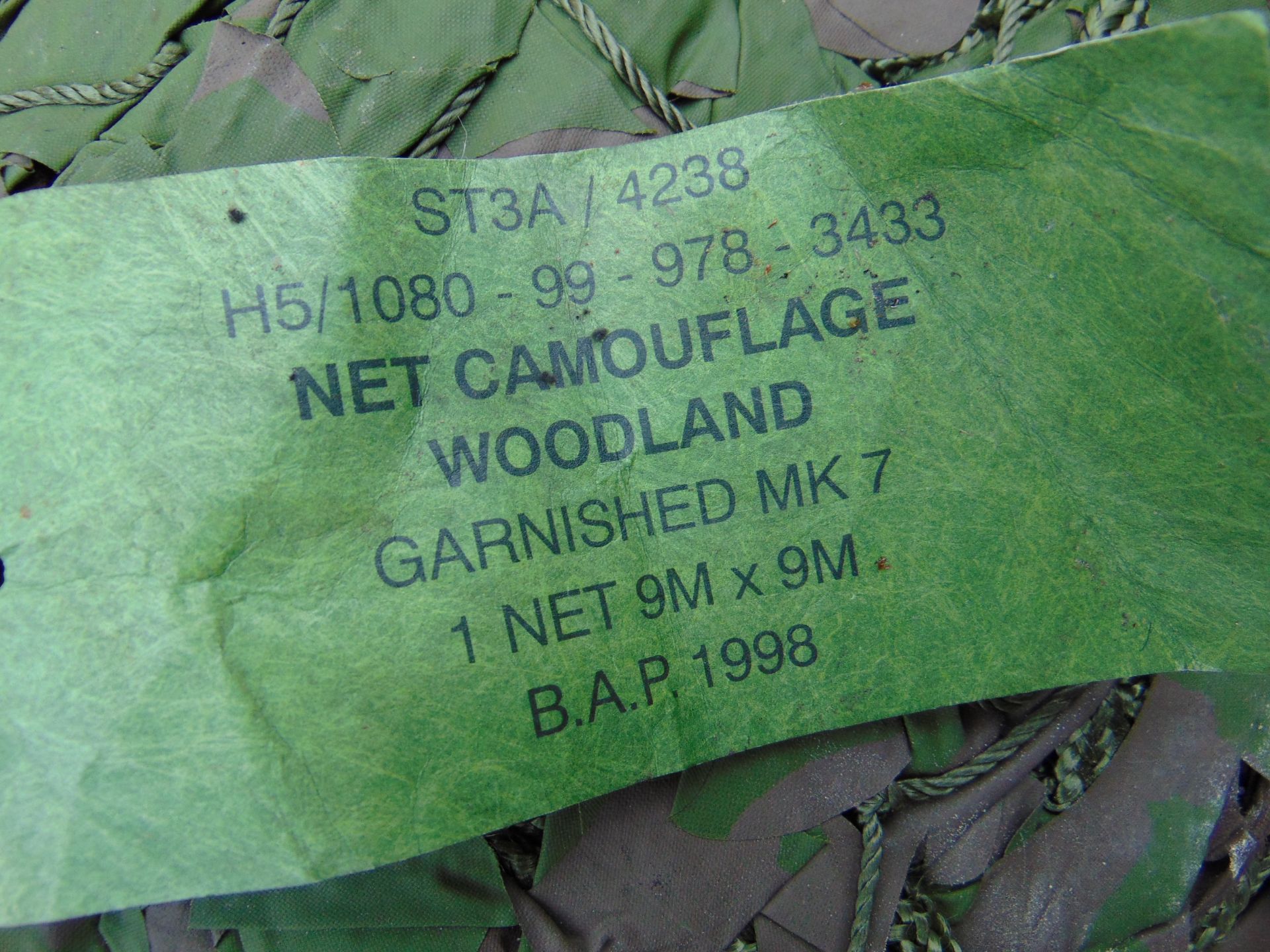 Ex Reserve Unissued 9m x 9m Original Camouflaged Woodland Netting - Image 4 of 4