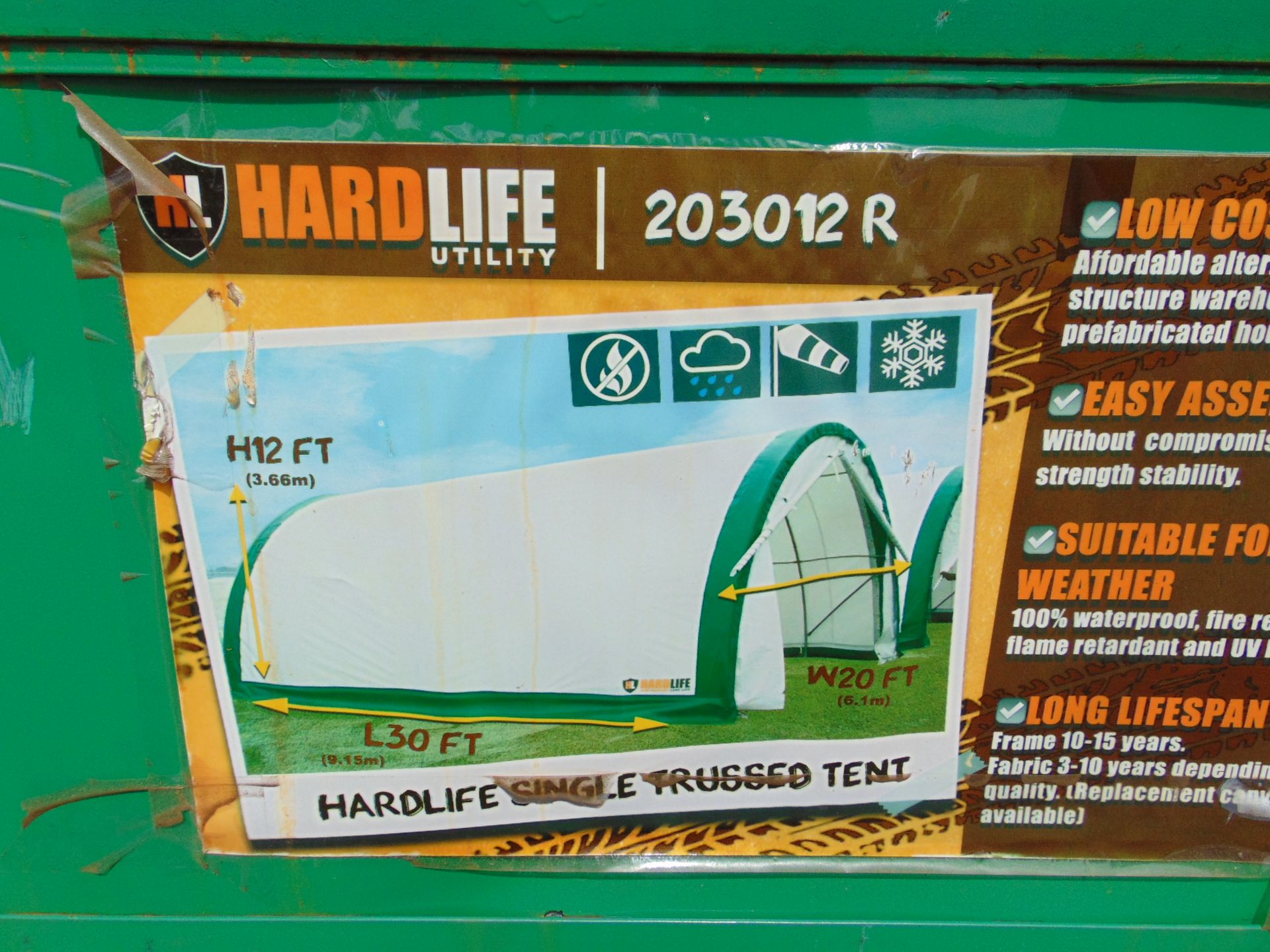 Heavy Duty Storage Shelter 20'W x 30'L x 12' H P/No 203012R - Image 2 of 5