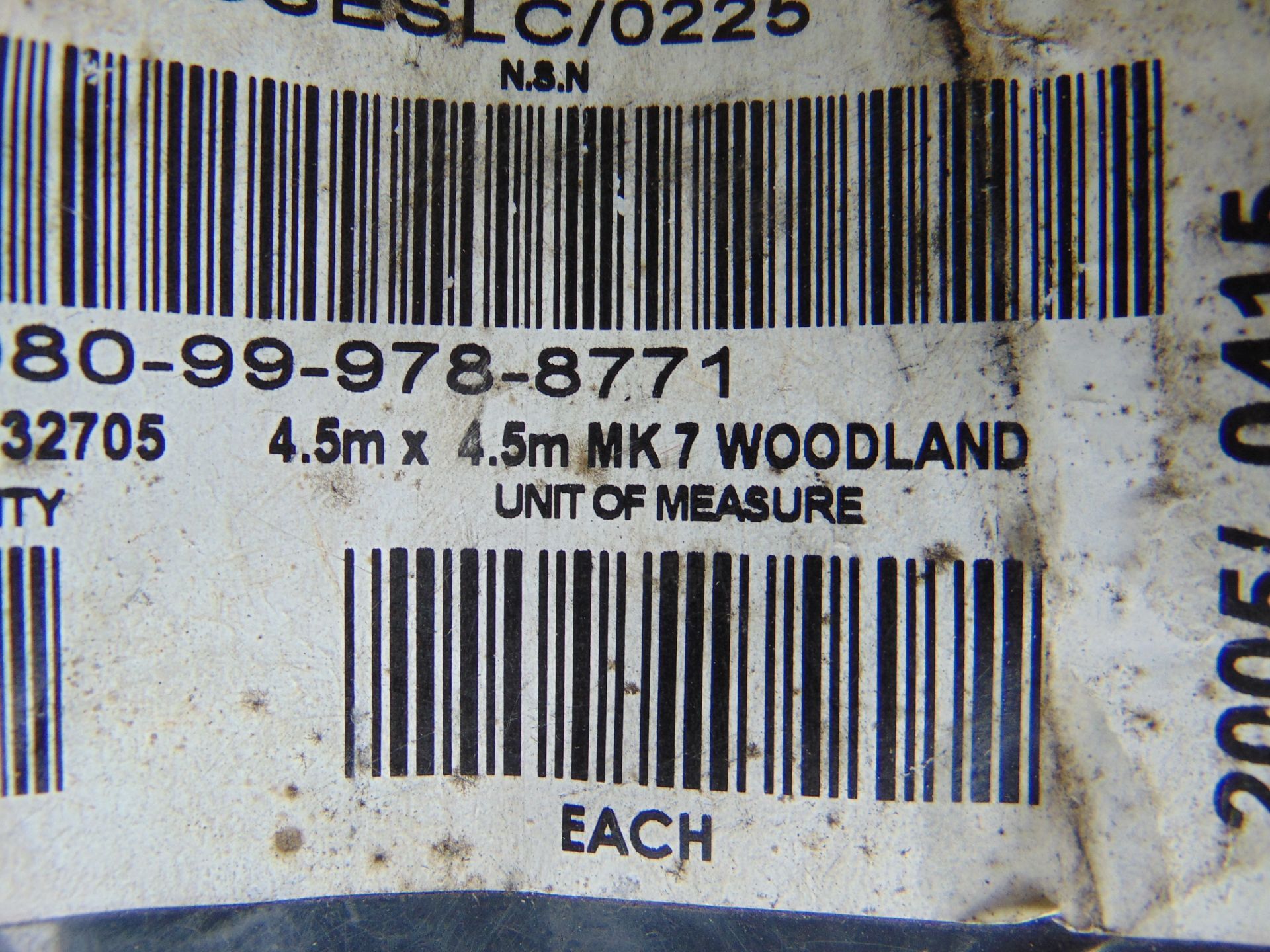 Ex Reserve Unissued 4.5m x 4.5m Original Camouflaged Woodland Netting - Image 3 of 3