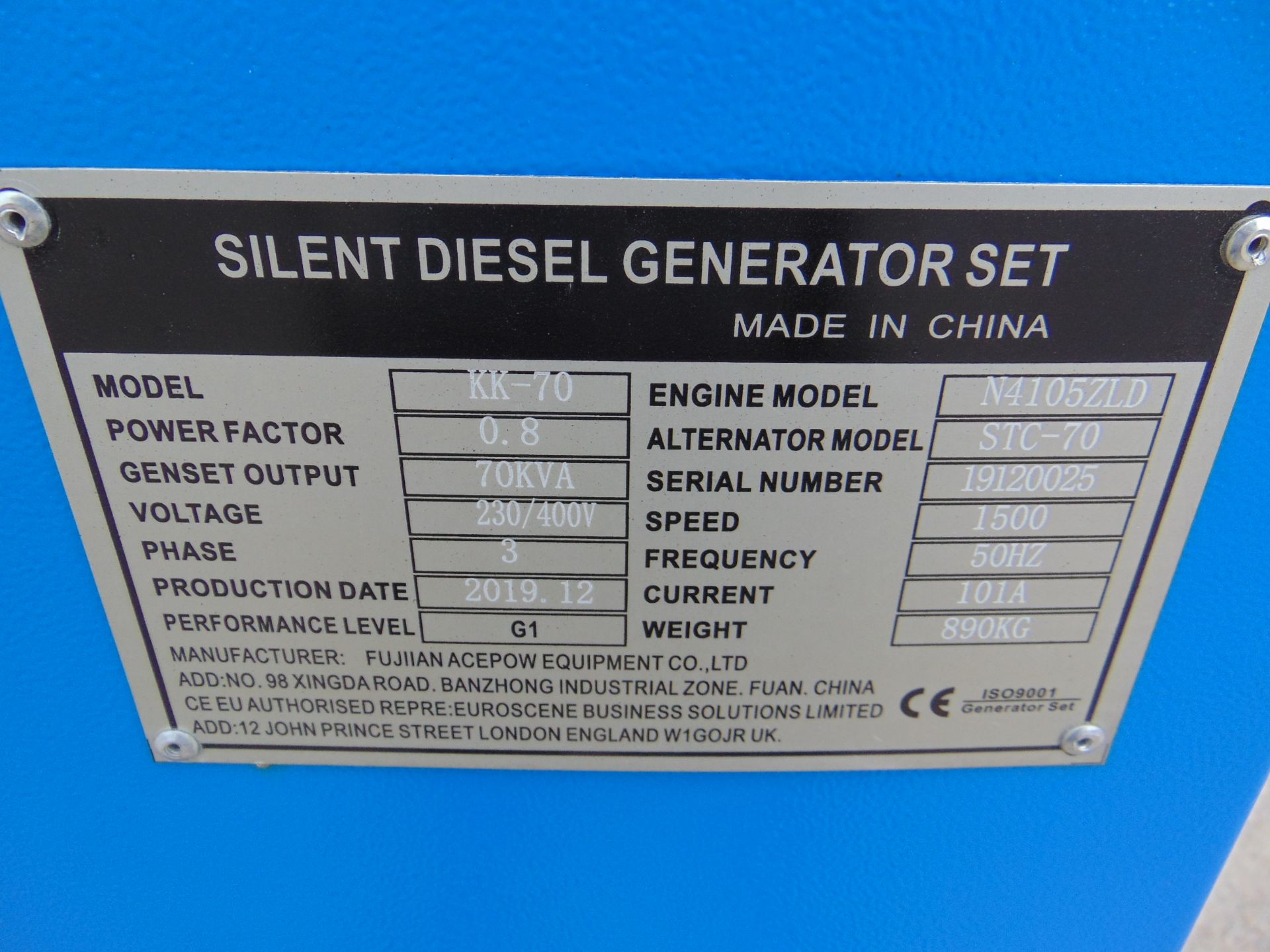 UNISSUED WITH TEST HOURS ONLY 70 KVA 3 Phase Silent Diesel Generator Set - Image 7 of 22