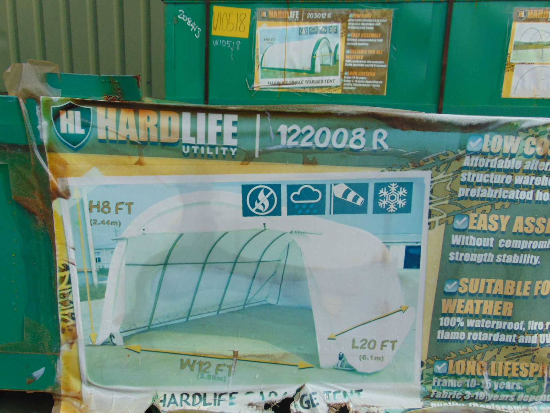 HEAVY DUTY HARDLIFE GARAGE TENT 12'W x 20'L x 8'H P/N.122008R - Image 5 of 5