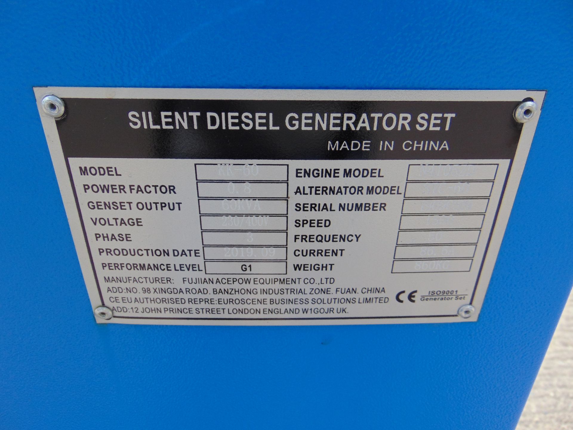 UNISSUED 60 KVA 3 Phase Silent Diesel Generator Set - Image 7 of 20