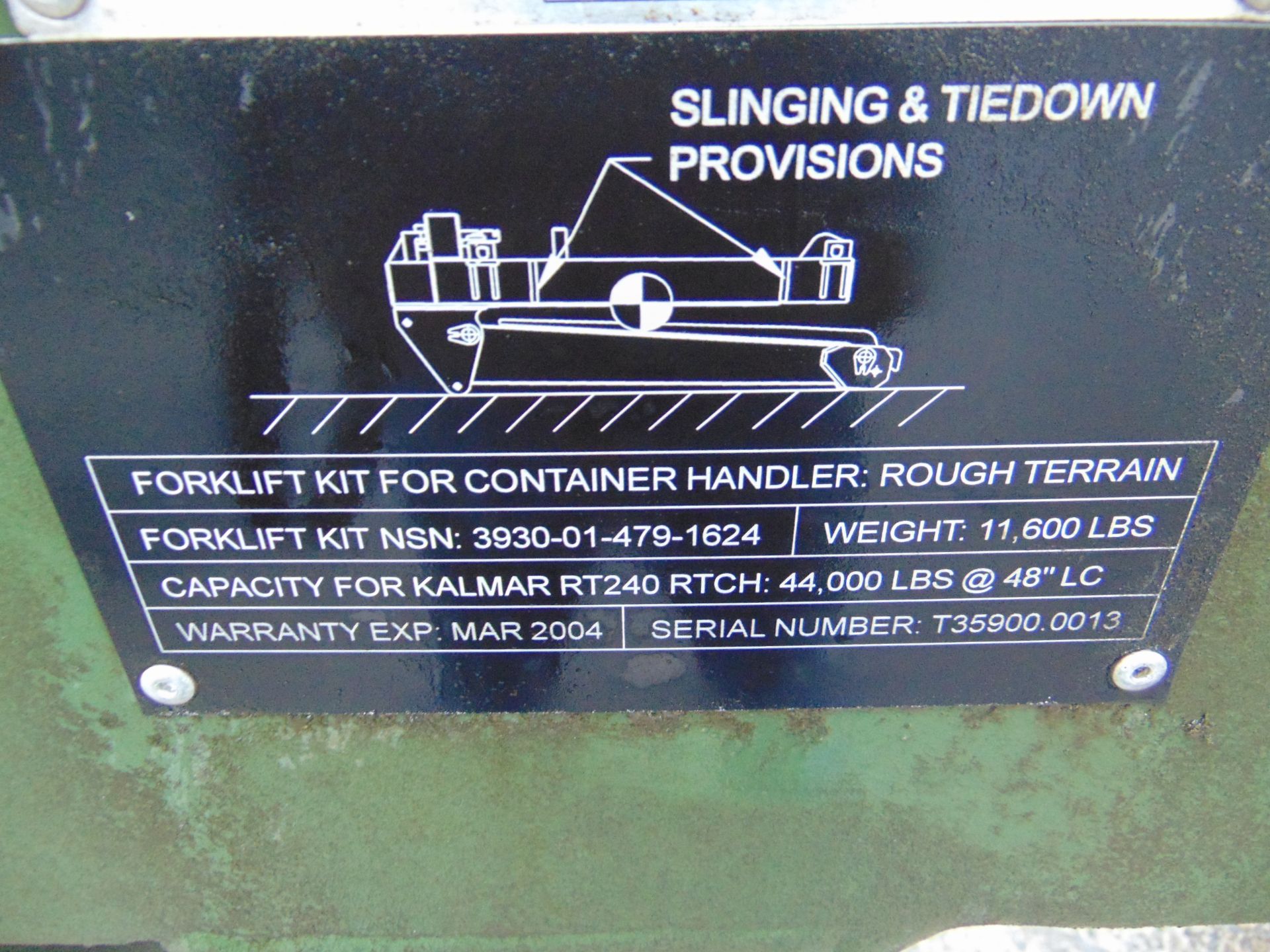 Unissued NATO RESERVE Rough Terrain Container Handler Frame and Forklift Kit - Image 15 of 15