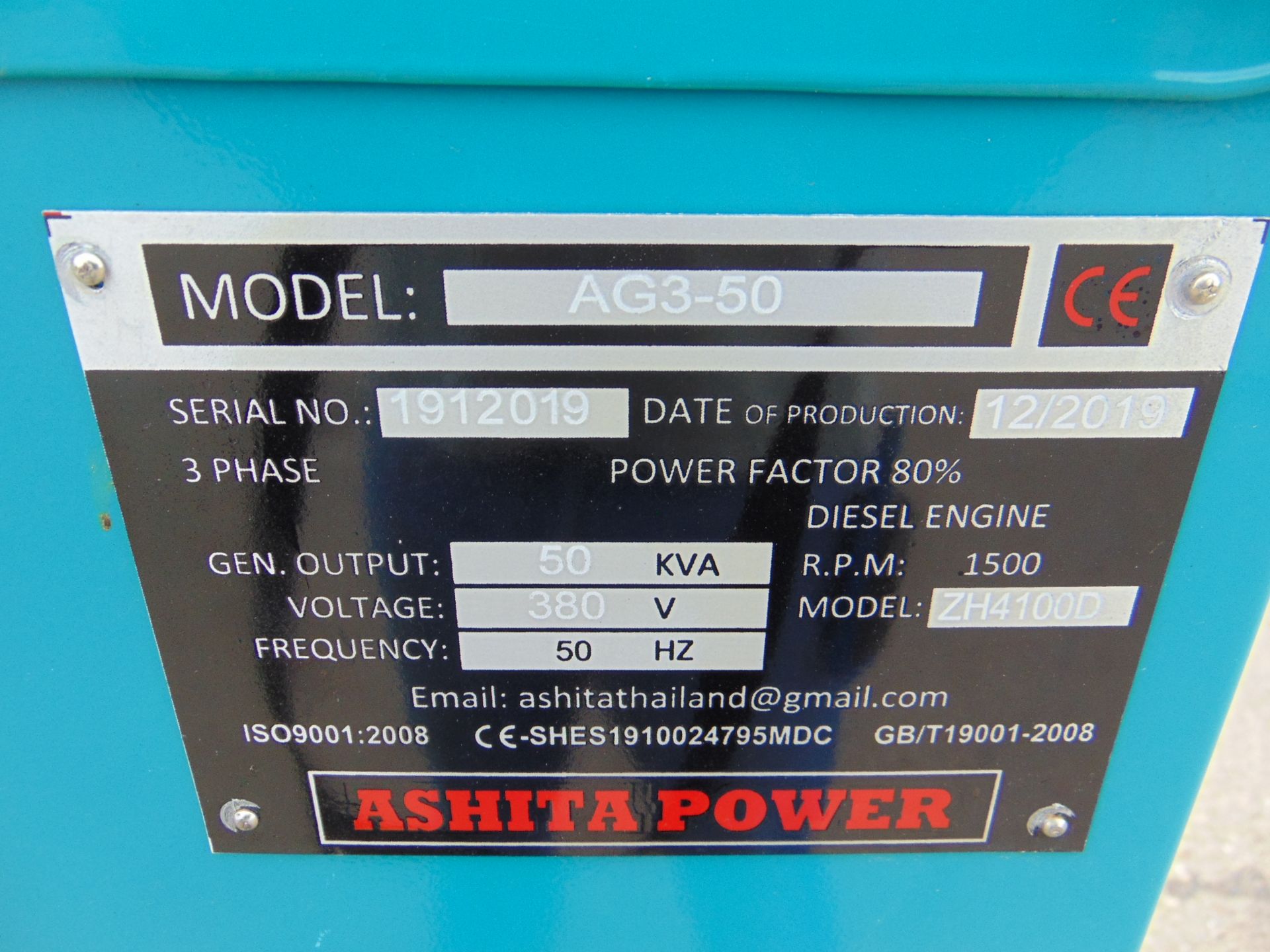 UNISSUED 50 KVA 3 Phase Silent Diesel Generator Set. This generator is 3 phase 50 Hz - Image 19 of 19