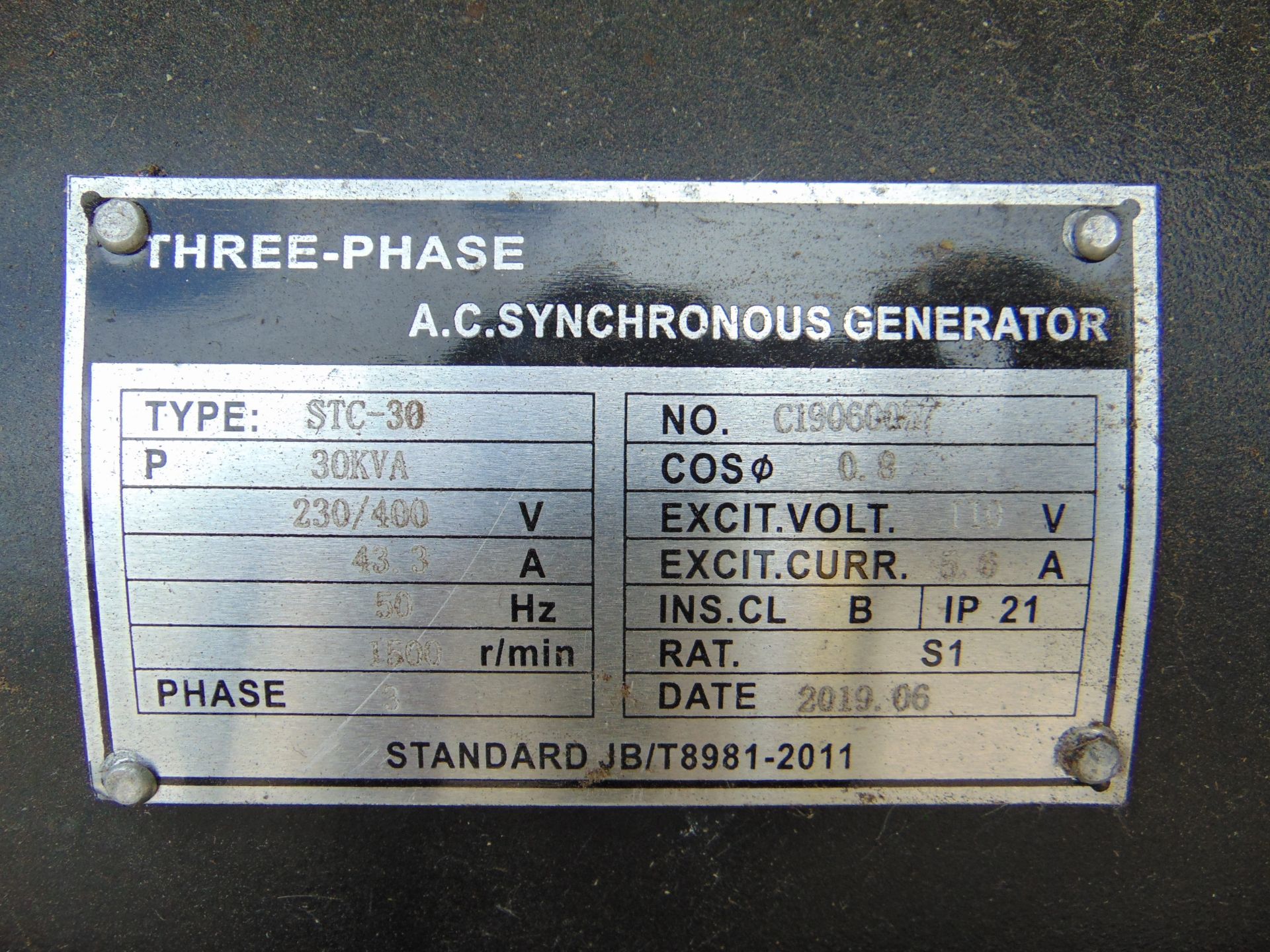 UNISSUED 30 KVA 3 Phase Silent Diesel Generator Set. This generator is 3 phase 230 / 400 Volt - Image 13 of 21