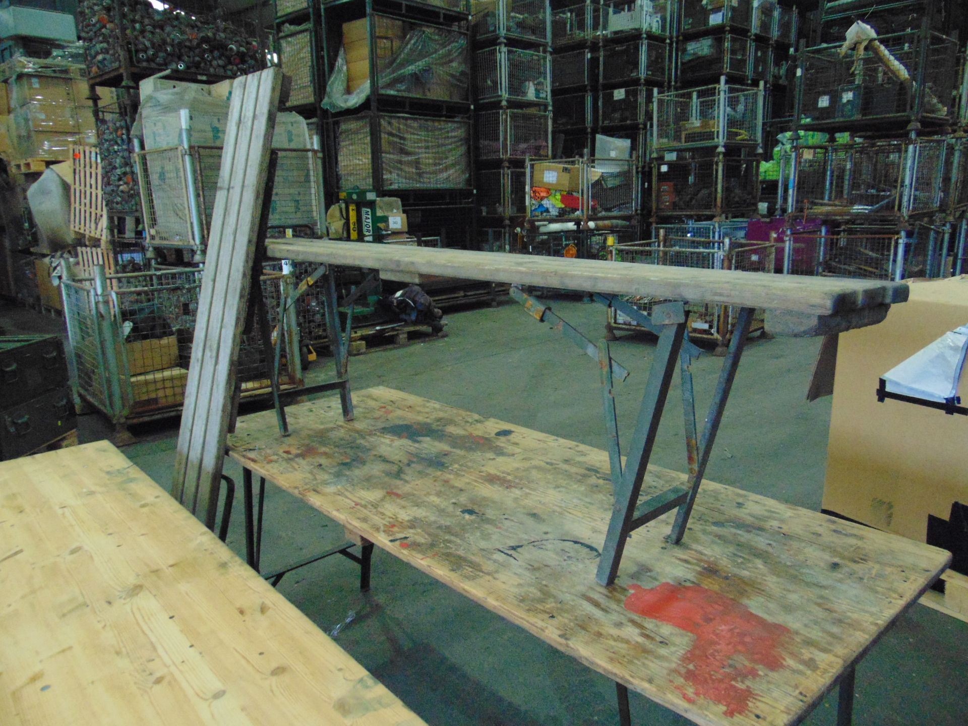 2 X 6FT STANDARD ARMY TRESTLE TABLES + 2 BENCHES AS SHOWN - Image 6 of 6