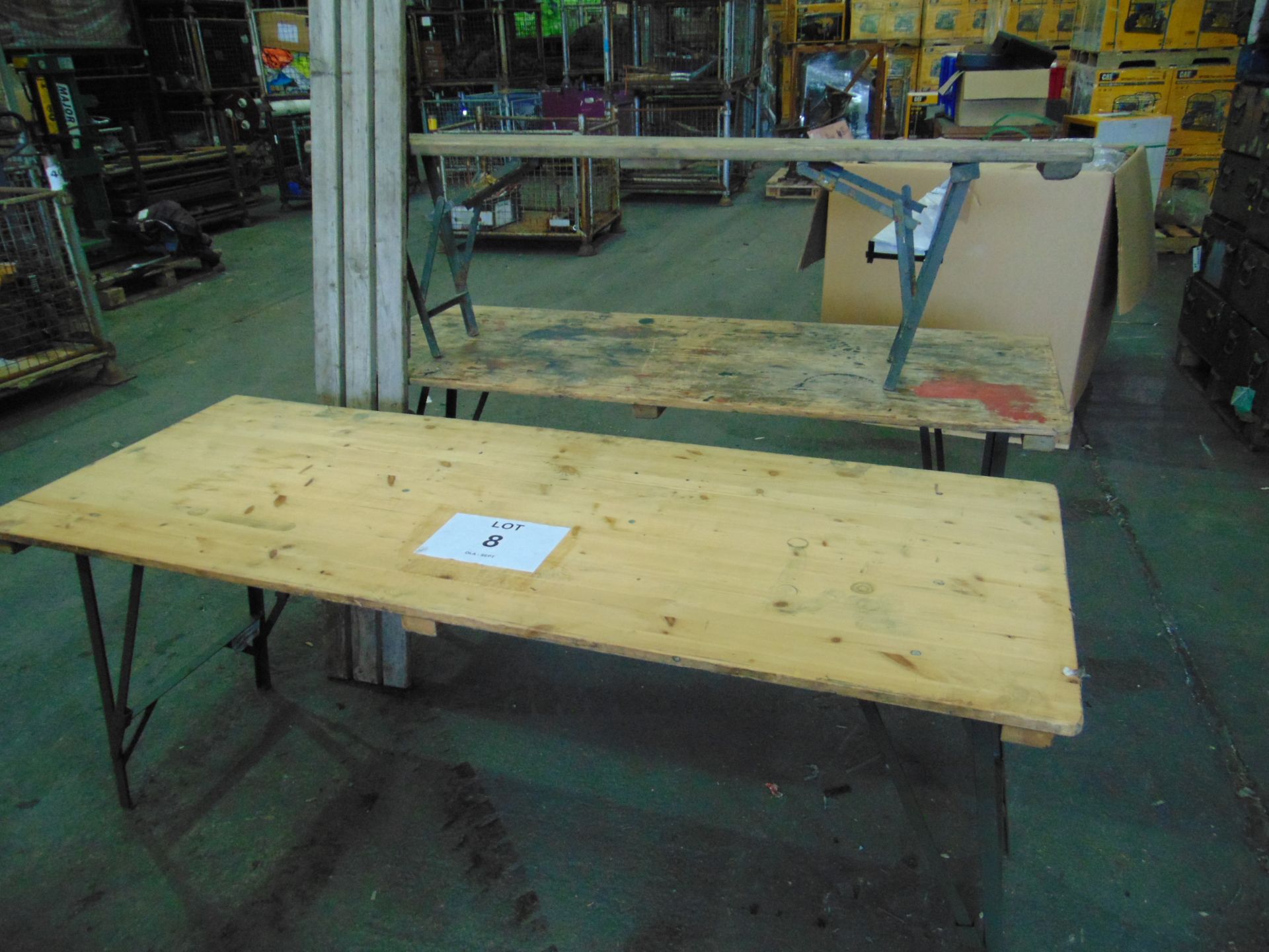 2 X 6FT STANDARD ARMY TRESTLE TABLES + 2 BENCHES AS SHOWN - Image 3 of 6