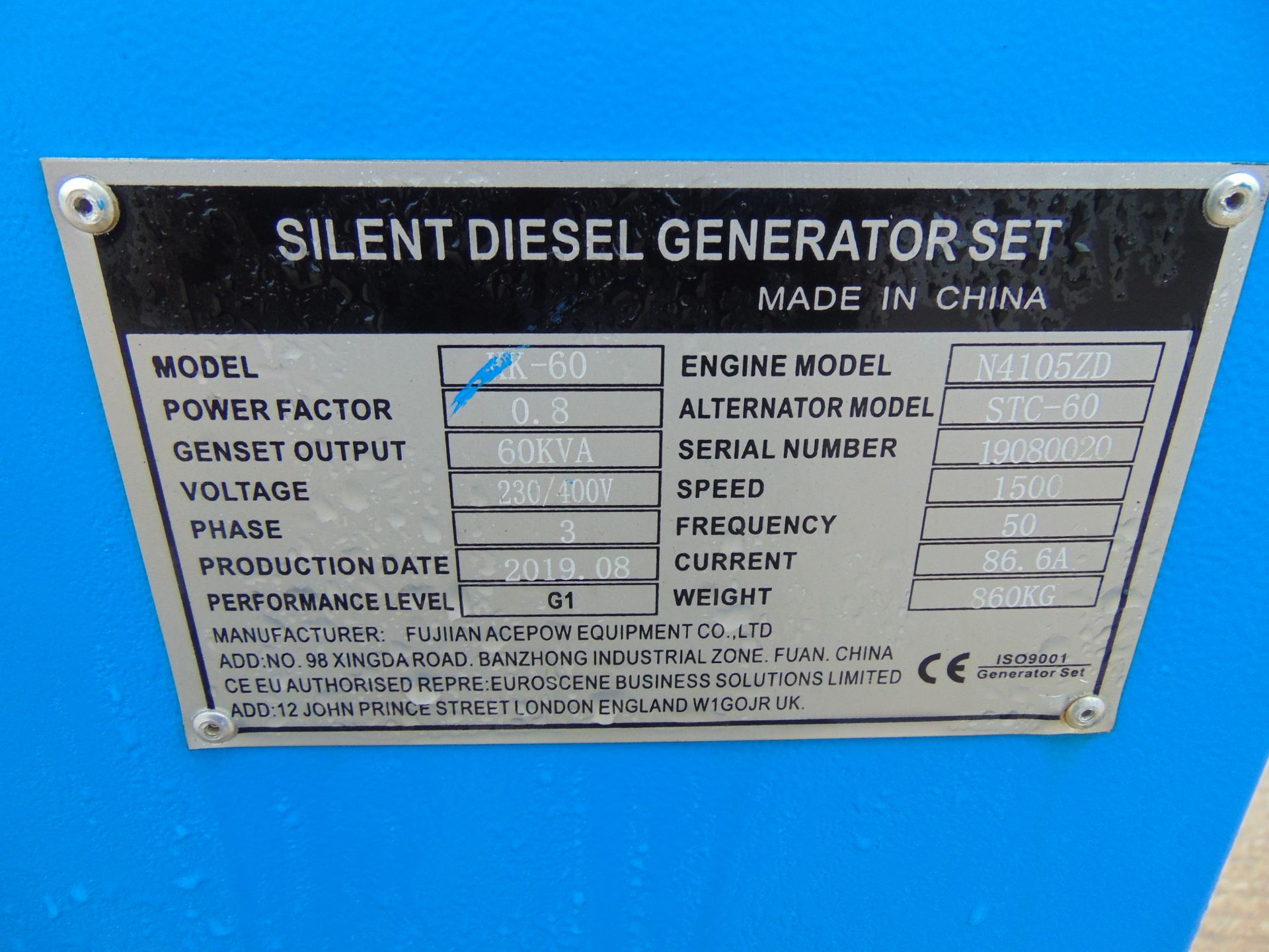 UNISSUED 60 KVA 3 Phase Silent Diesel Generator Set - Image 7 of 20