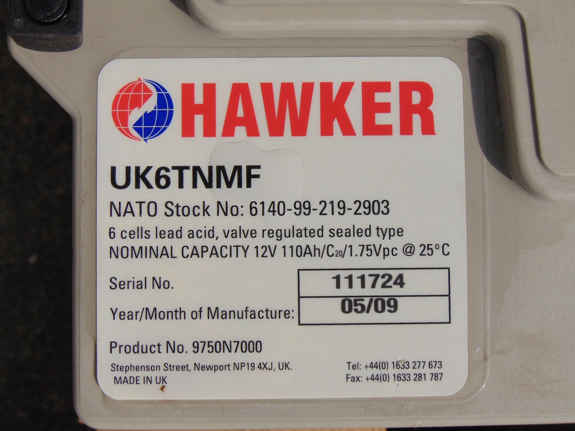 2 x Hawker UK6TNMF 12 volt 110 a/h Nato batteries - Image 4 of 4