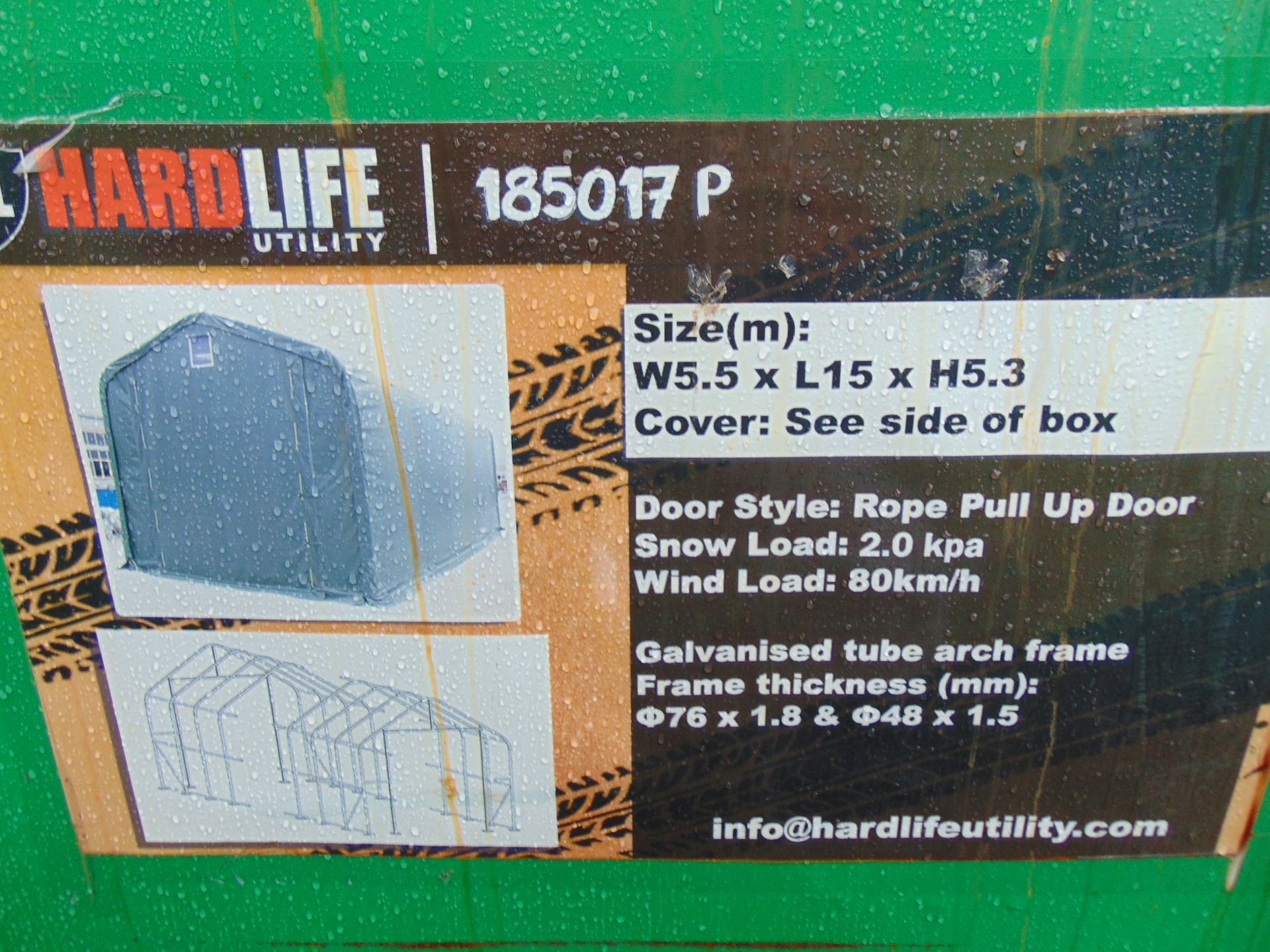 Heavy Duty Hardlife Building 18 ft Wide x 50 ft Long x 17 ft High P/No 185017P Military Green - Image 3 of 4