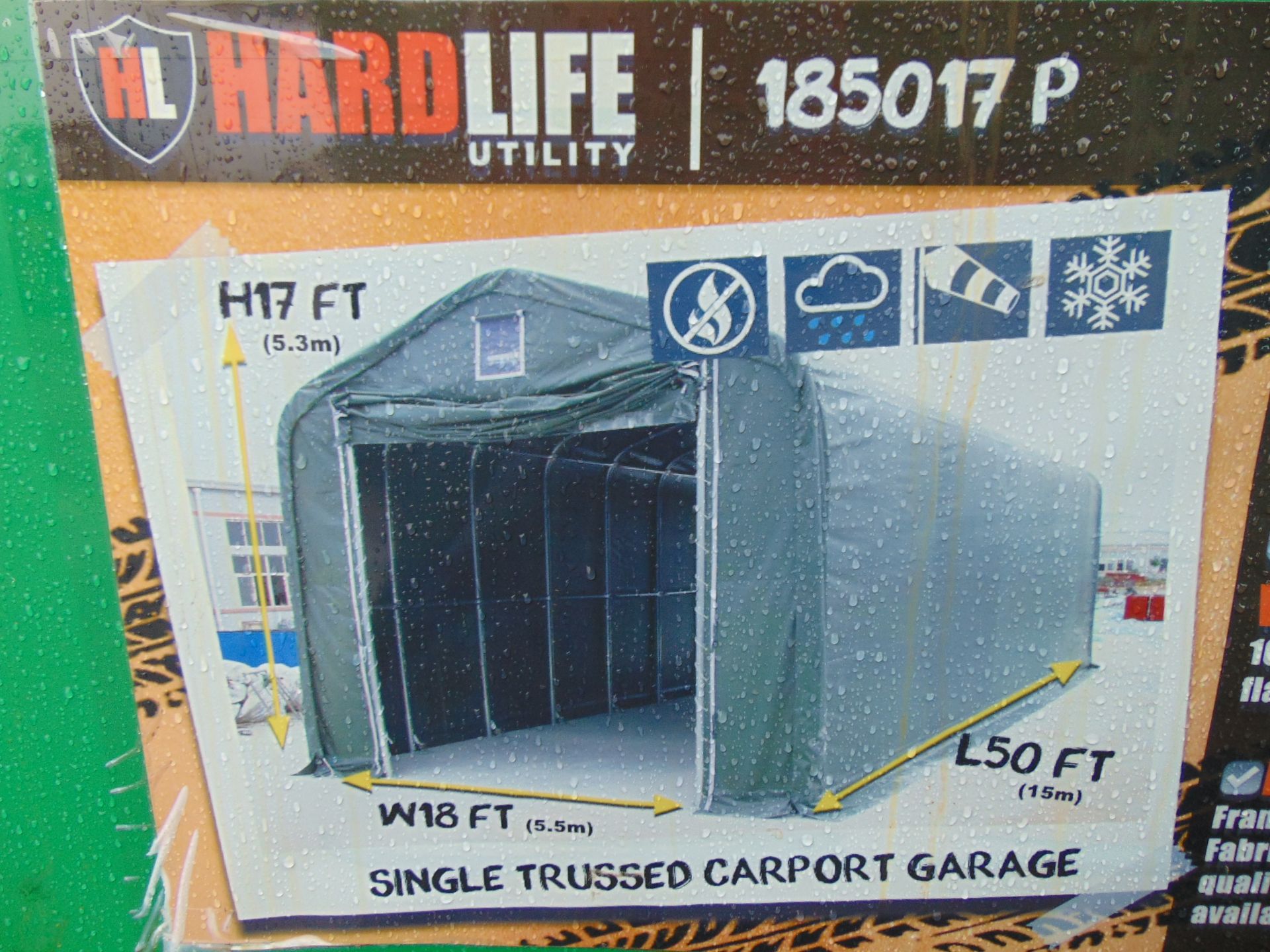 Heavy Duty Hardlife Building 18 ft Wide x 50 ft Long x 17 ft High P/No 185017P Military Green