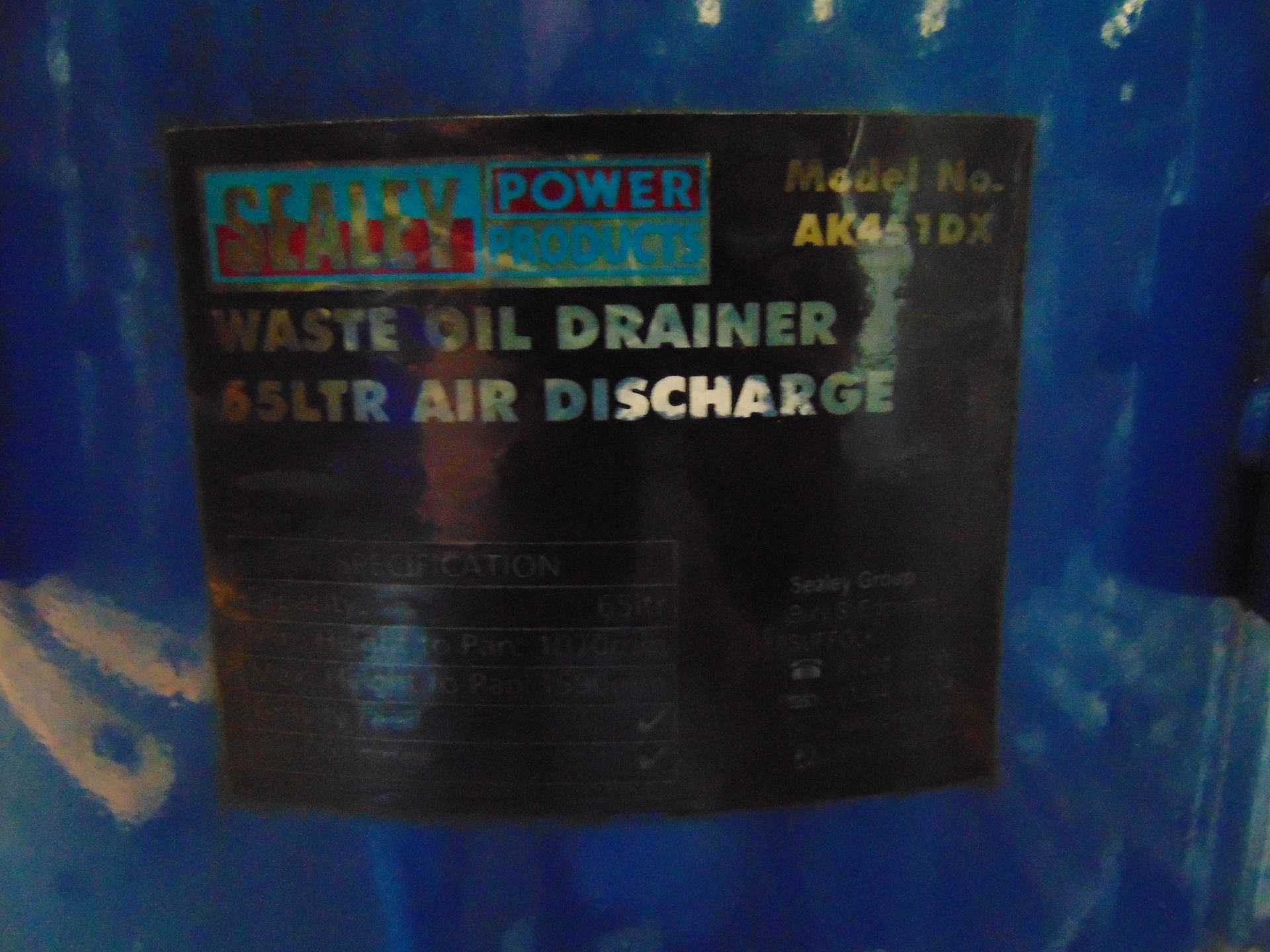 Sealey AK451DX 65ltr Air Discharge Waste Oil Drainer - Image 7 of 7