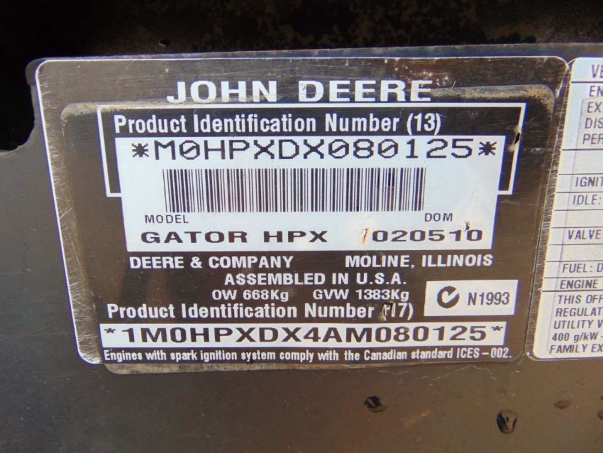 John Deere Gator HPX 4WD Utility ATV - Image 13 of 23