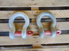 2 x Unused Crosby G-2130 1 3/4" WLL25T 25 Ton Galvanized Rigging Shackle with Bolt & Pin