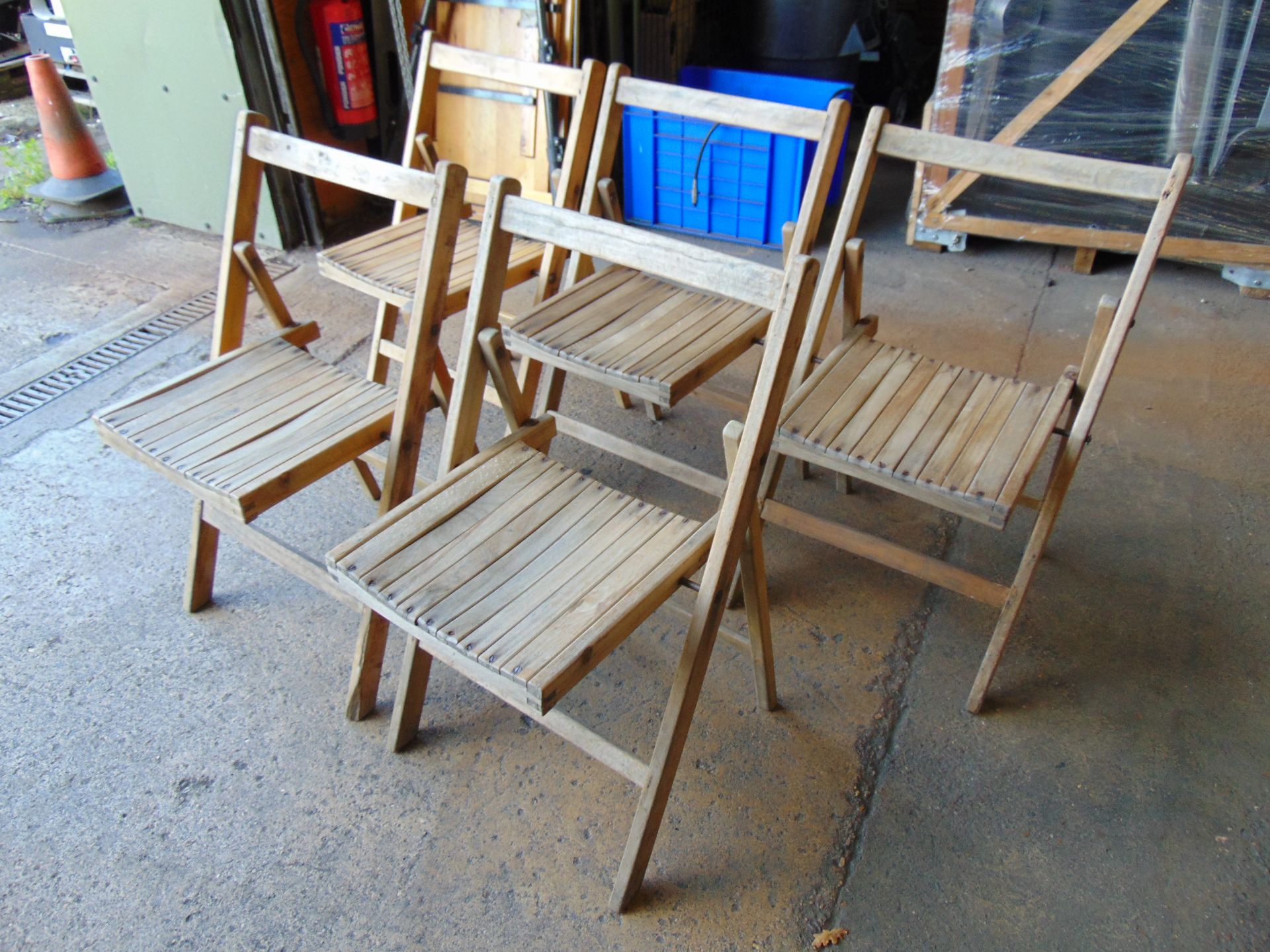 5 x British Army Wooden Folding Camp Chairs - Image 3 of 5