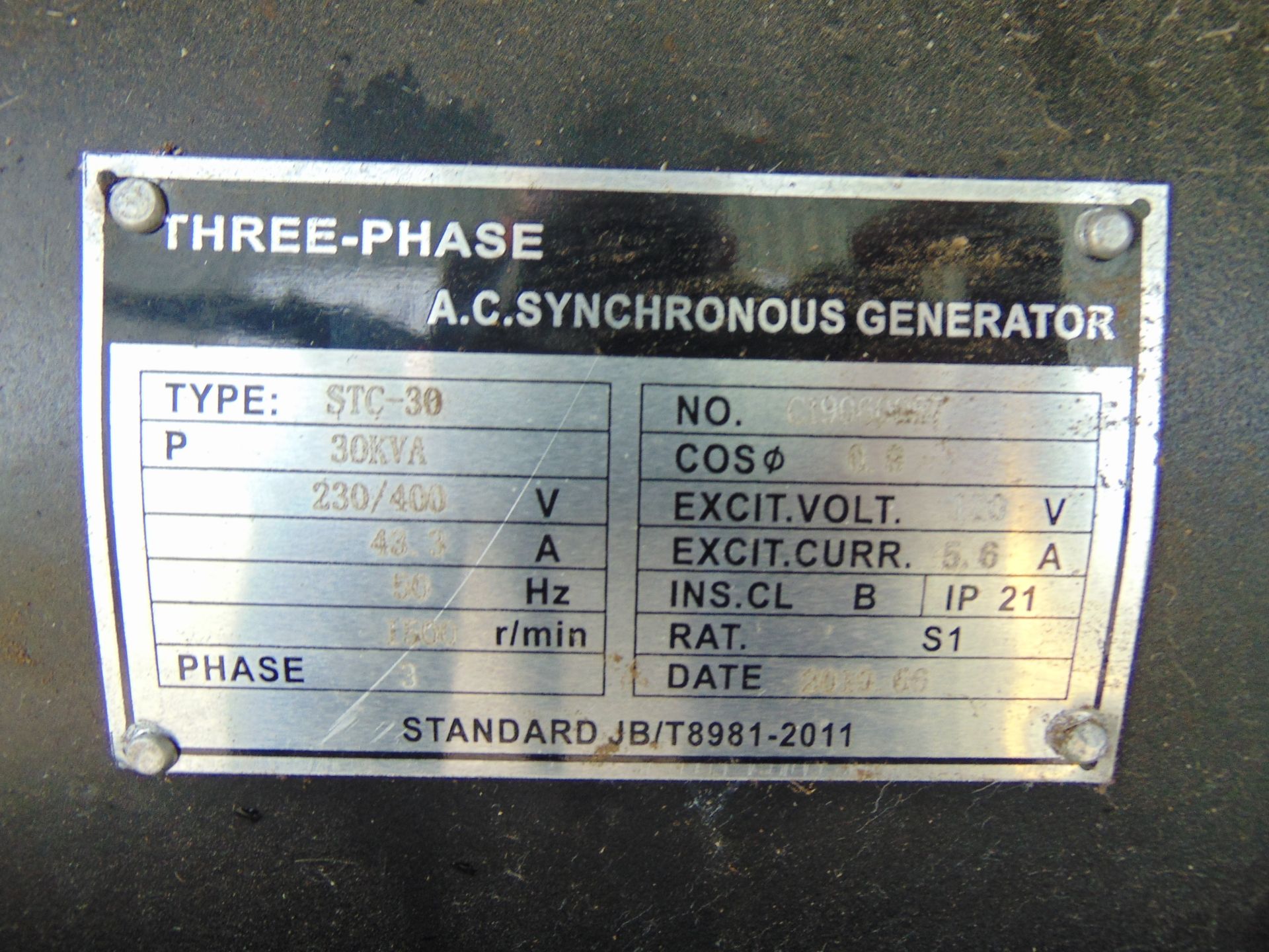 UNISSUED 30 KVA 3 Phase Silent Diesel Generator Set. This generator is 3 phase 230/400 volt 50 Hz - Image 14 of 19