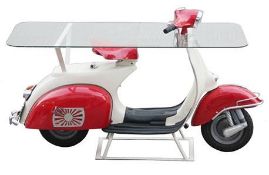 Vintage Vespa 150 Scooter Glass Top Table