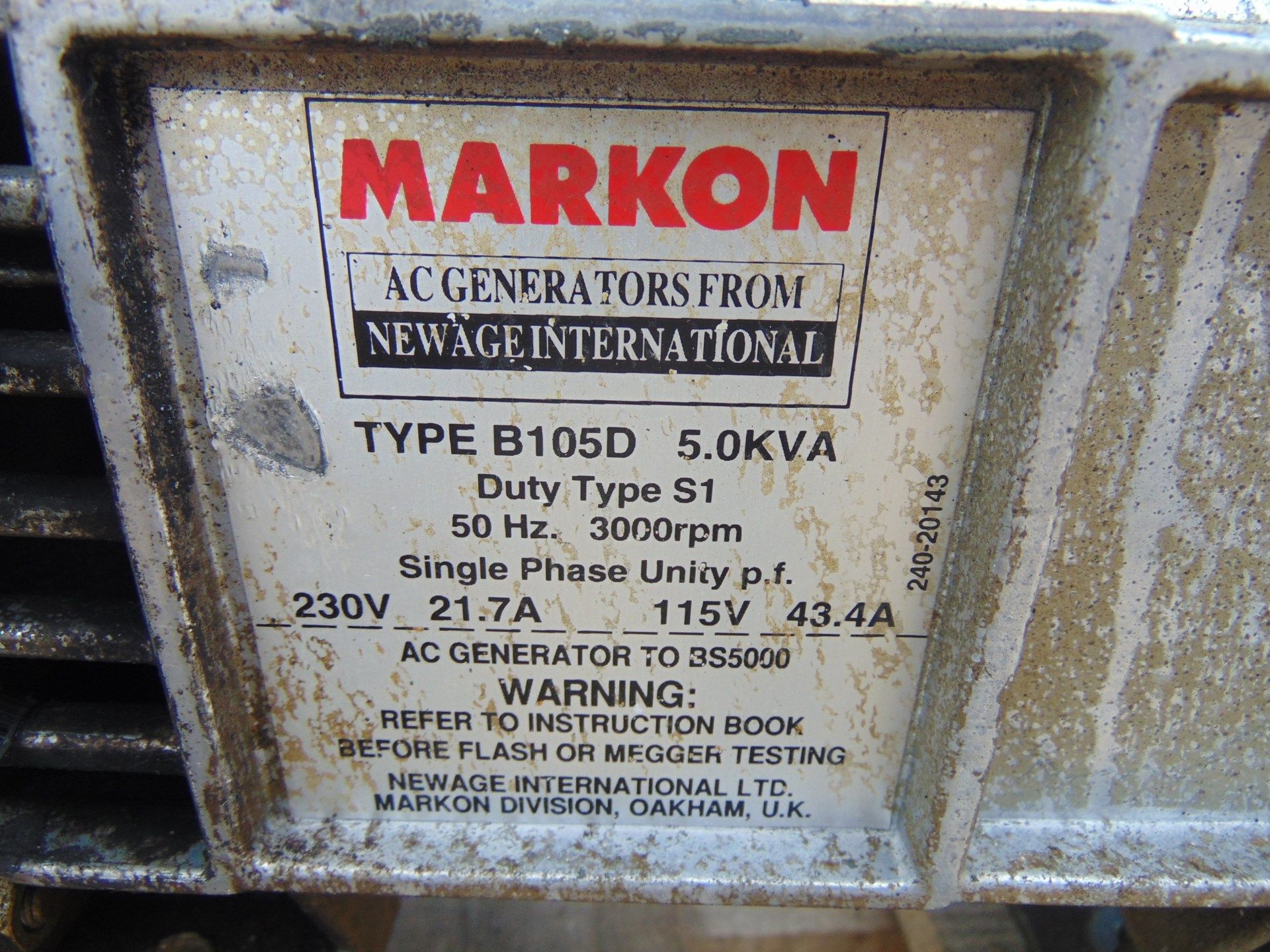 Lister Petter Markon 5 KVA Single Phase Diesel Generator - Image 10 of 12