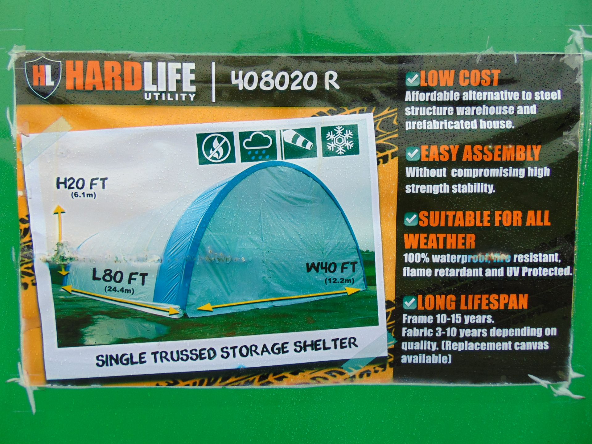 Heavy Duty Storage Shelter 40'W x 80'L x 20' H - Image 2 of 4