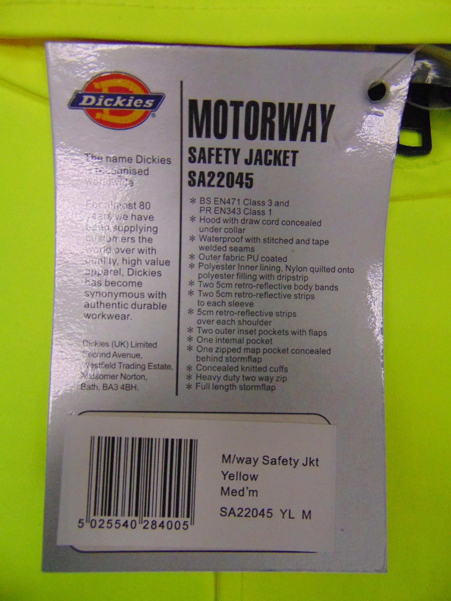 UNISSUED Hi Visibility Florescent SECURITY Jacket. Size Medium. - Image 5 of 5