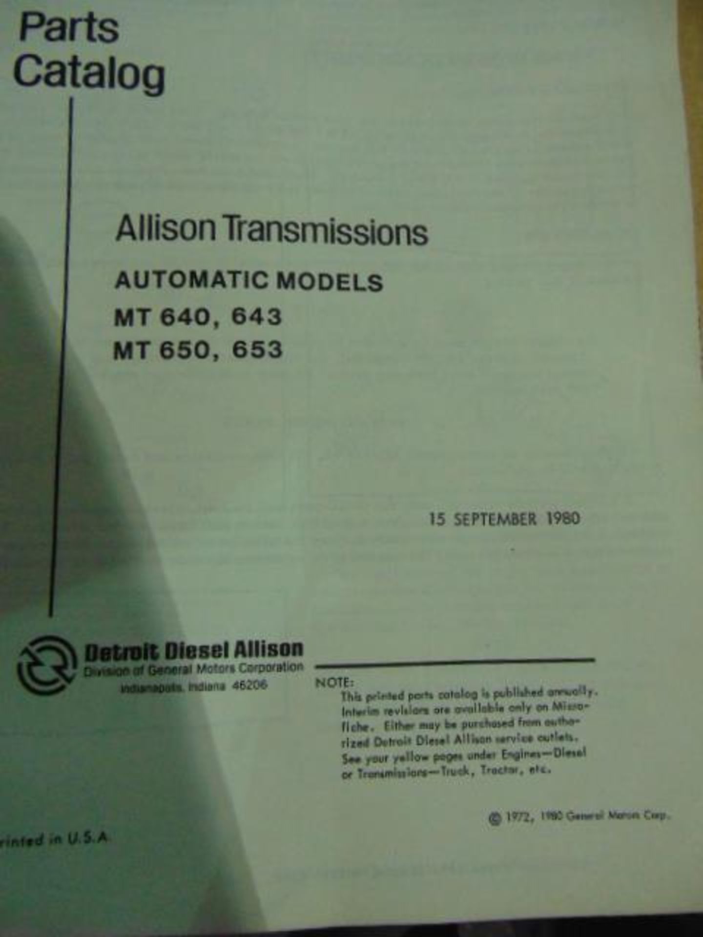 Allisson Transmissions Service Manual & Parts Catalogue - Image 4 of 5