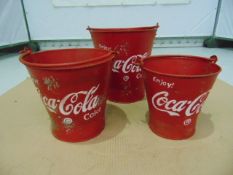 3 x Coca Cola Reproduction Ice Buckets