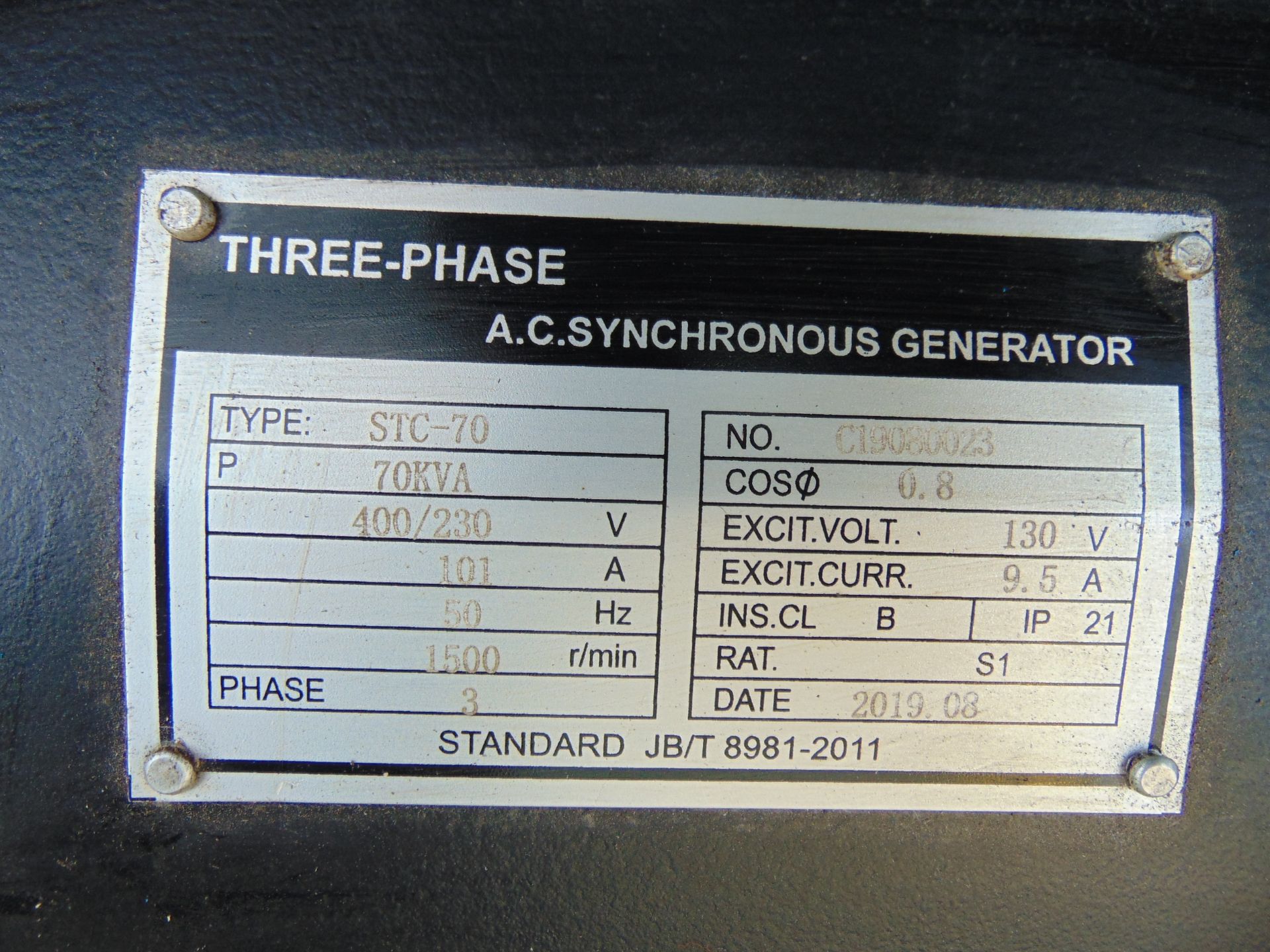 UNISSUED WITH TEST HOURS ONLY 70 KVA 3 Phase Silent Diesel Generator Set - Image 14 of 16