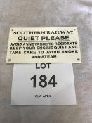 Unissued Southern Railway Cast Iron Sign