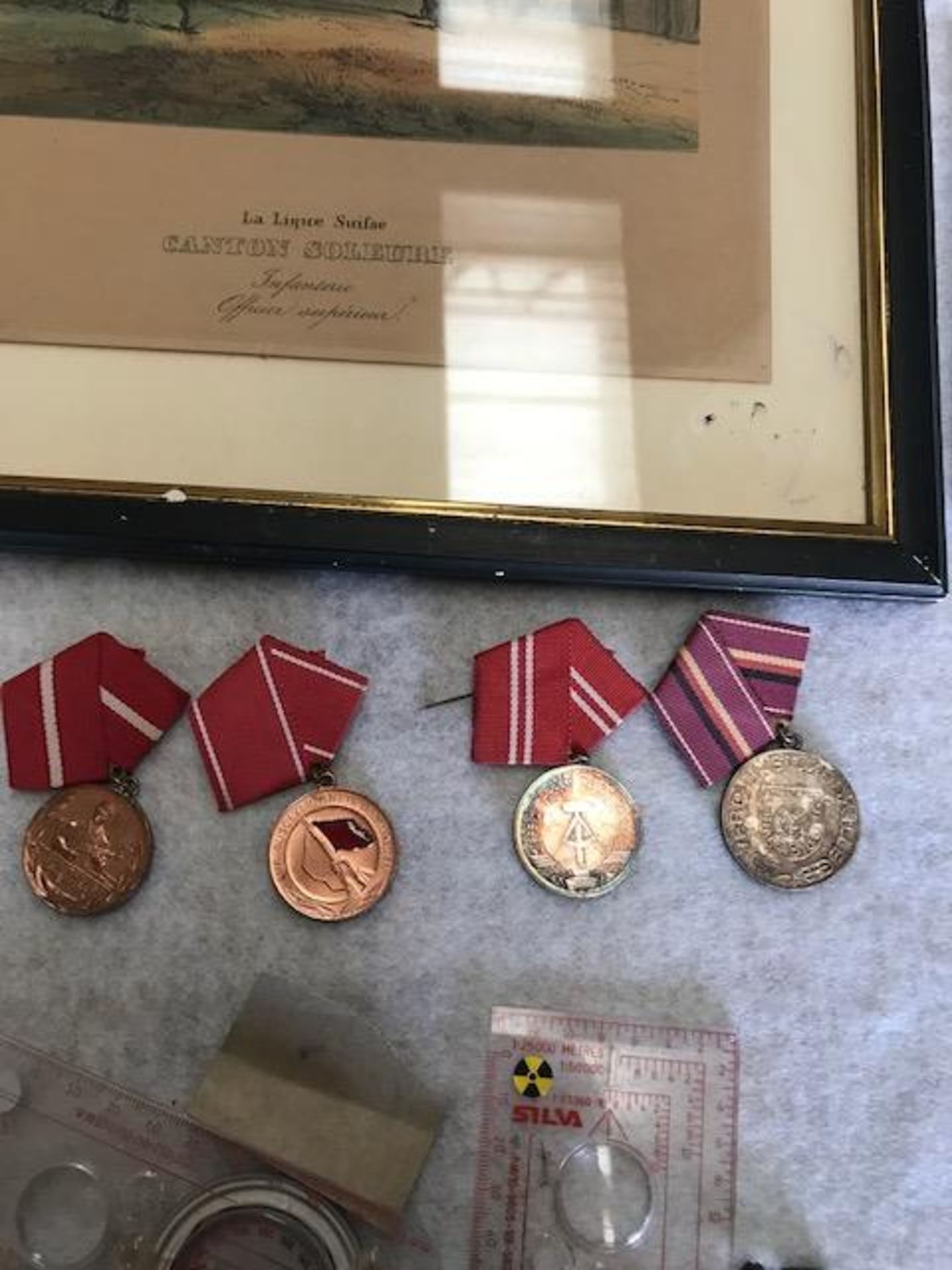 Old Military Picture, 4 x Soviet Medals and Ribbons and 3 x Silva Compass - Image 3 of 4