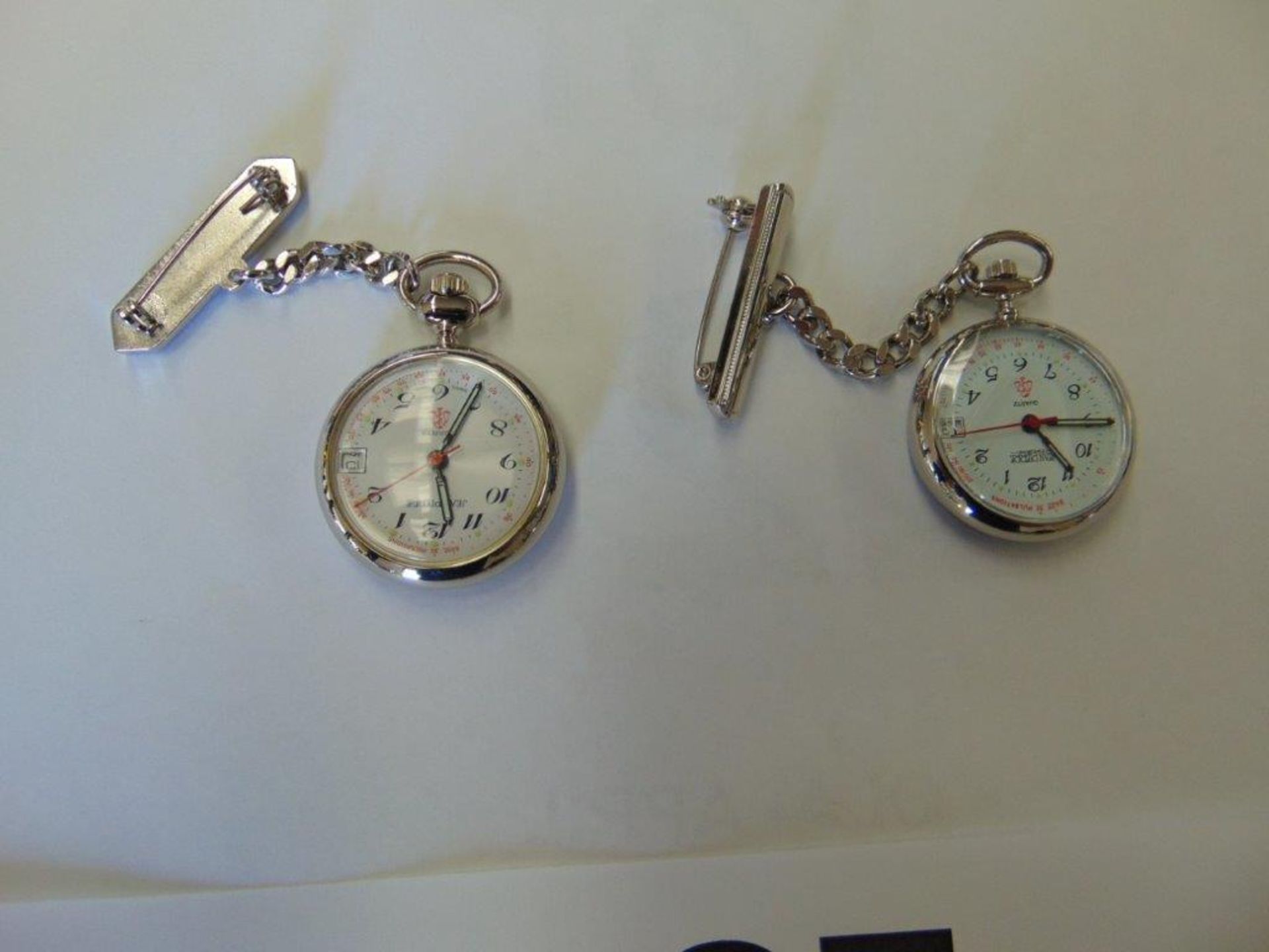 Pair of Jean Pierre Nurses Fob Watches with chain - Image 3 of 4