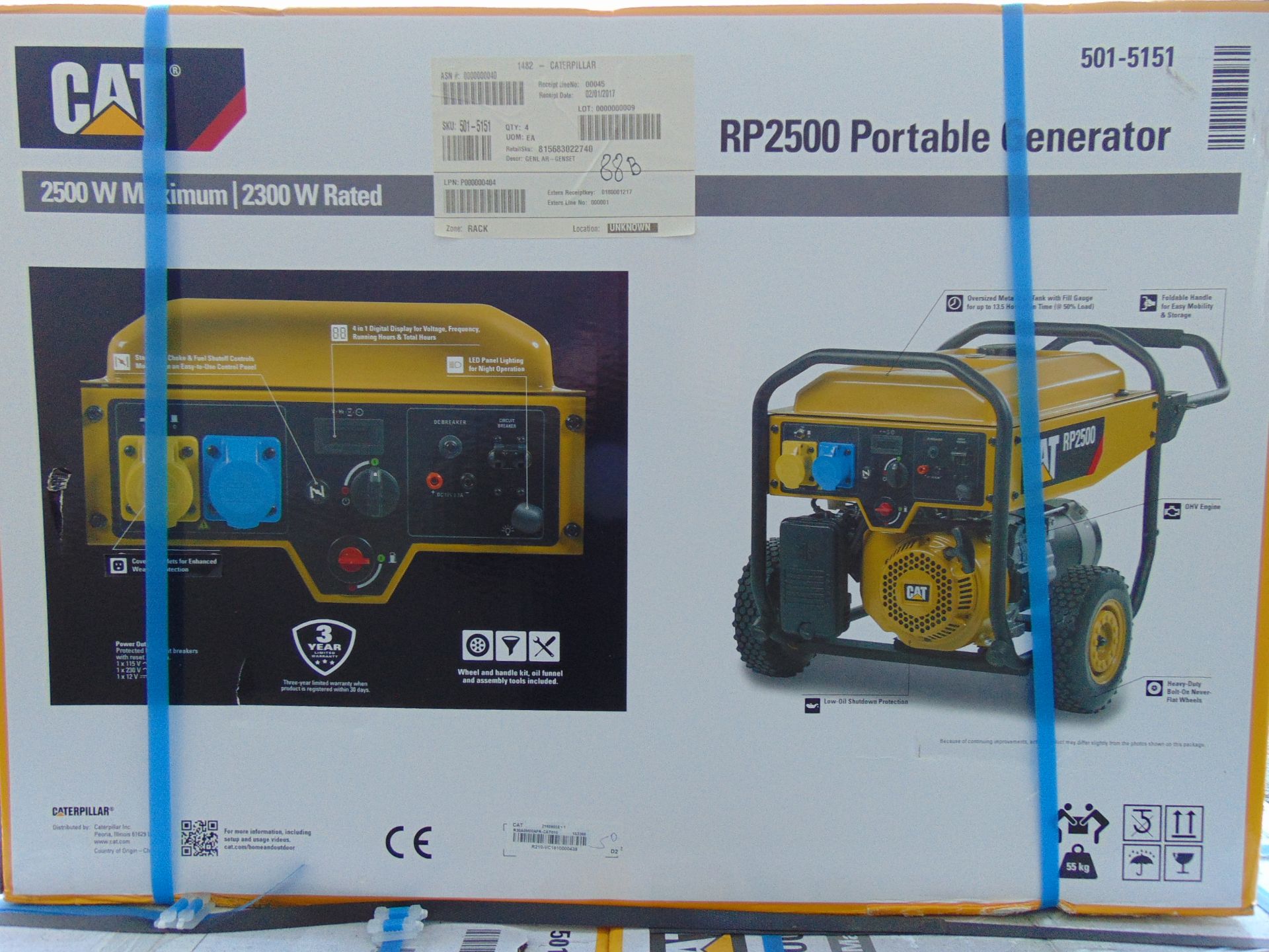 QTY 5 x UNISSUED Caterpillar RP2500 Industrial Petrol Generator Sets Dual Voltage 110/230 Volt - Image 4 of 6