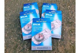 5 x Silva Expedition 4 classic baseplate compasses