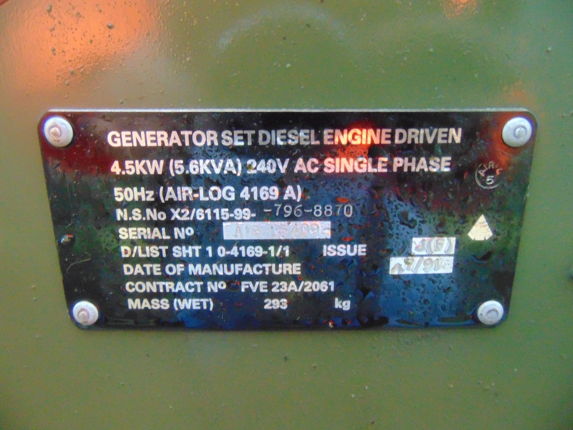 Lister/ Petter 5.6 KVA 240 volt single phase 50 Hz Diesel Generator ONLY 1787 Hours! - Image 11 of 11