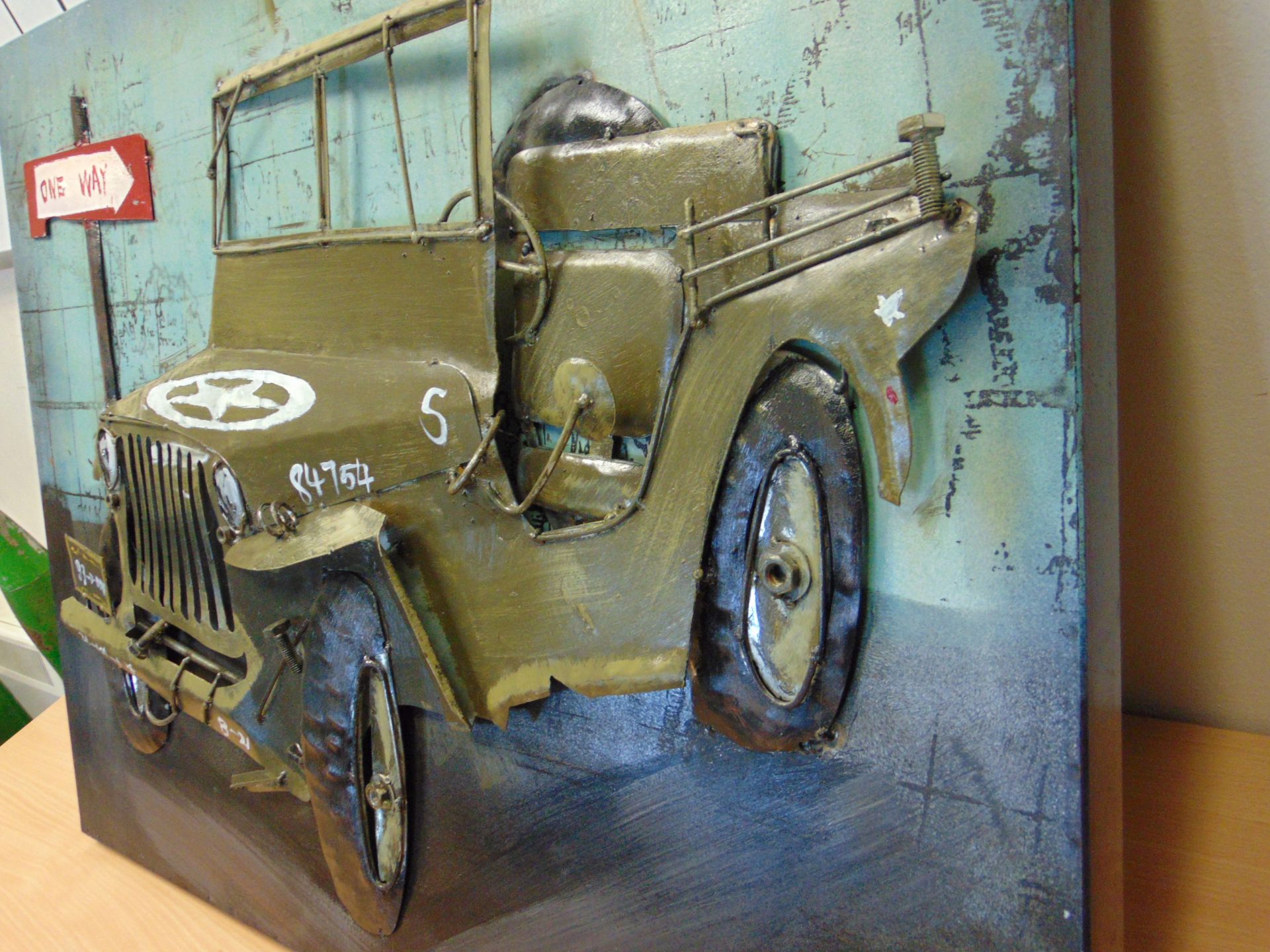 3D WW2 WILLYS JEEP PICTURE IN METAL 80 CM x 60CM - Image 5 of 6