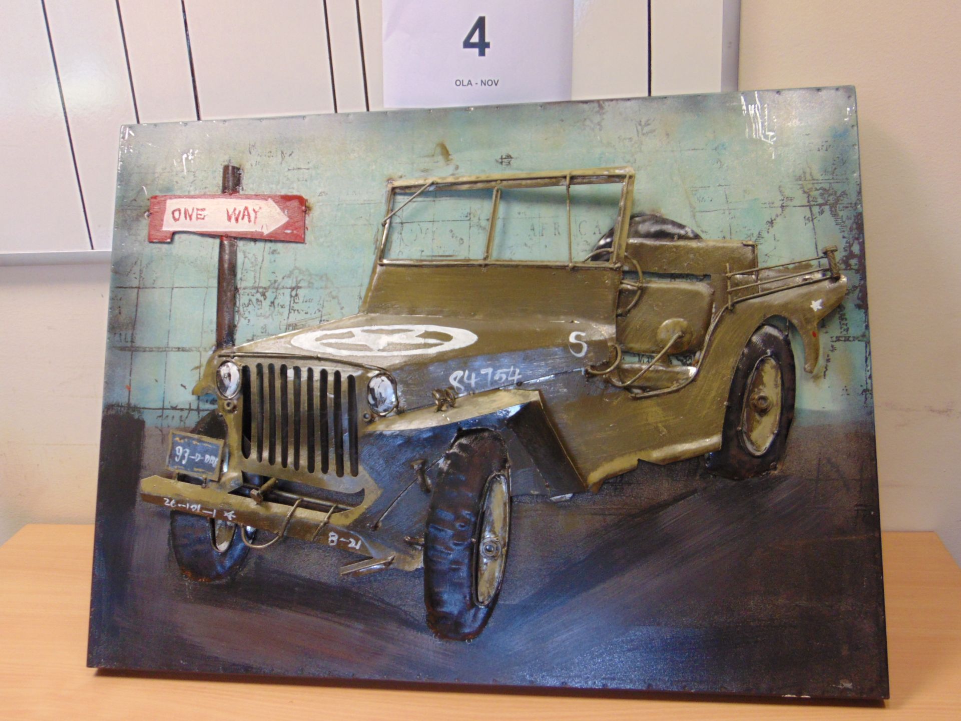 3D WW2 WILLYS JEEP PICTURE IN METAL 80 CM x 60CM - Image 6 of 6