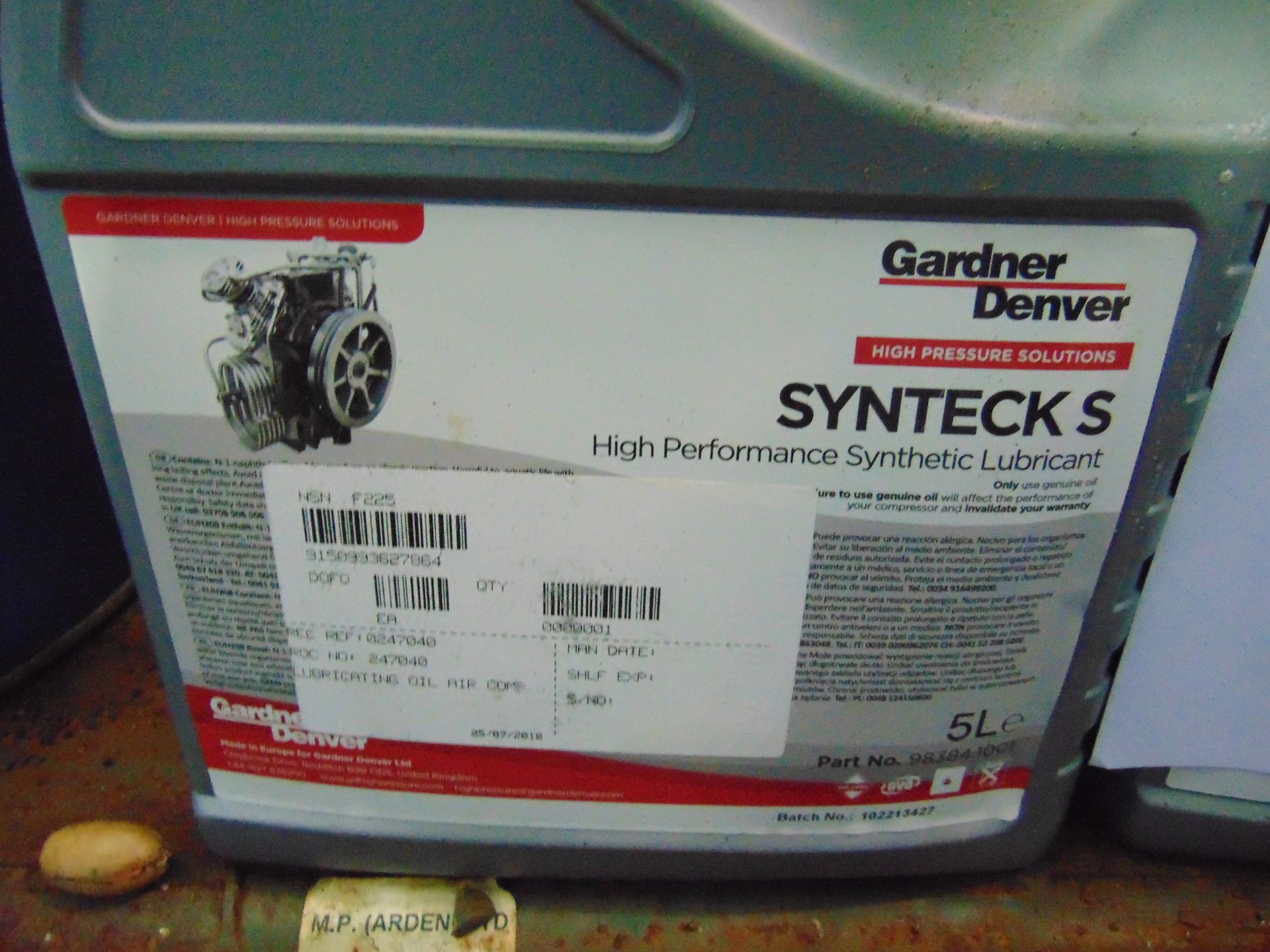 4 x Unissued 5L Cans of Gardner Denver High Pressure Lubricating Oil & 10 x Jenolite Rust Remover - Image 2 of 4