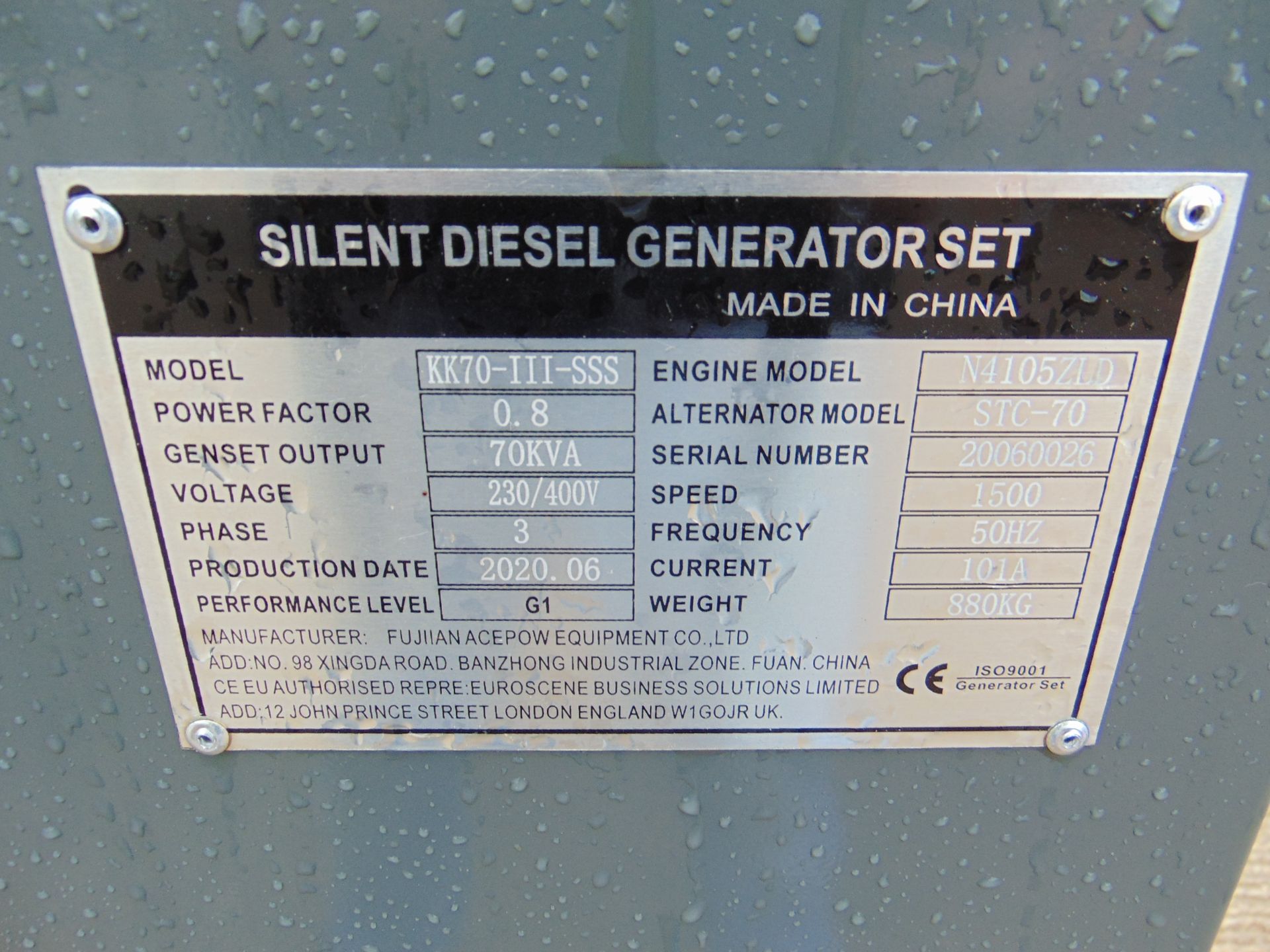 UNISSUED 70 KVA 3 Phase Silent Diesel Generator Set - Image 7 of 22