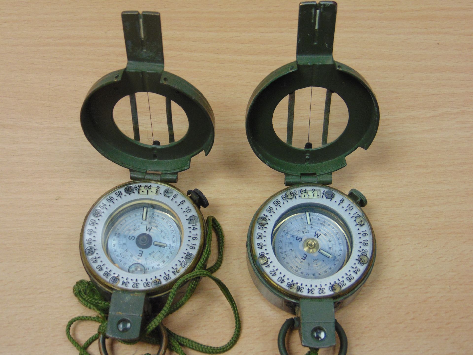 2X STANLEY PRISMATIC BRITISH ARMY ISSUE COMPASS - Image 2 of 8