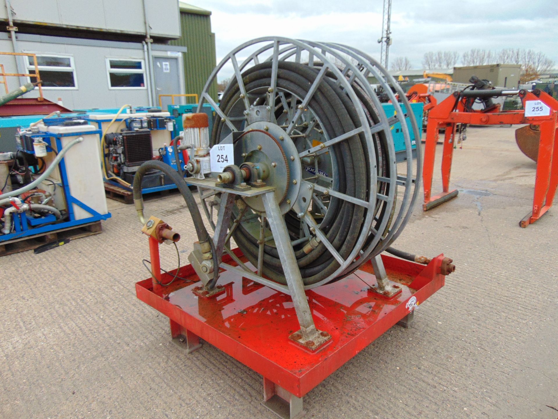 Powered Twin Hose Reel Assembly c/w 110 Volt Electric Motors etc