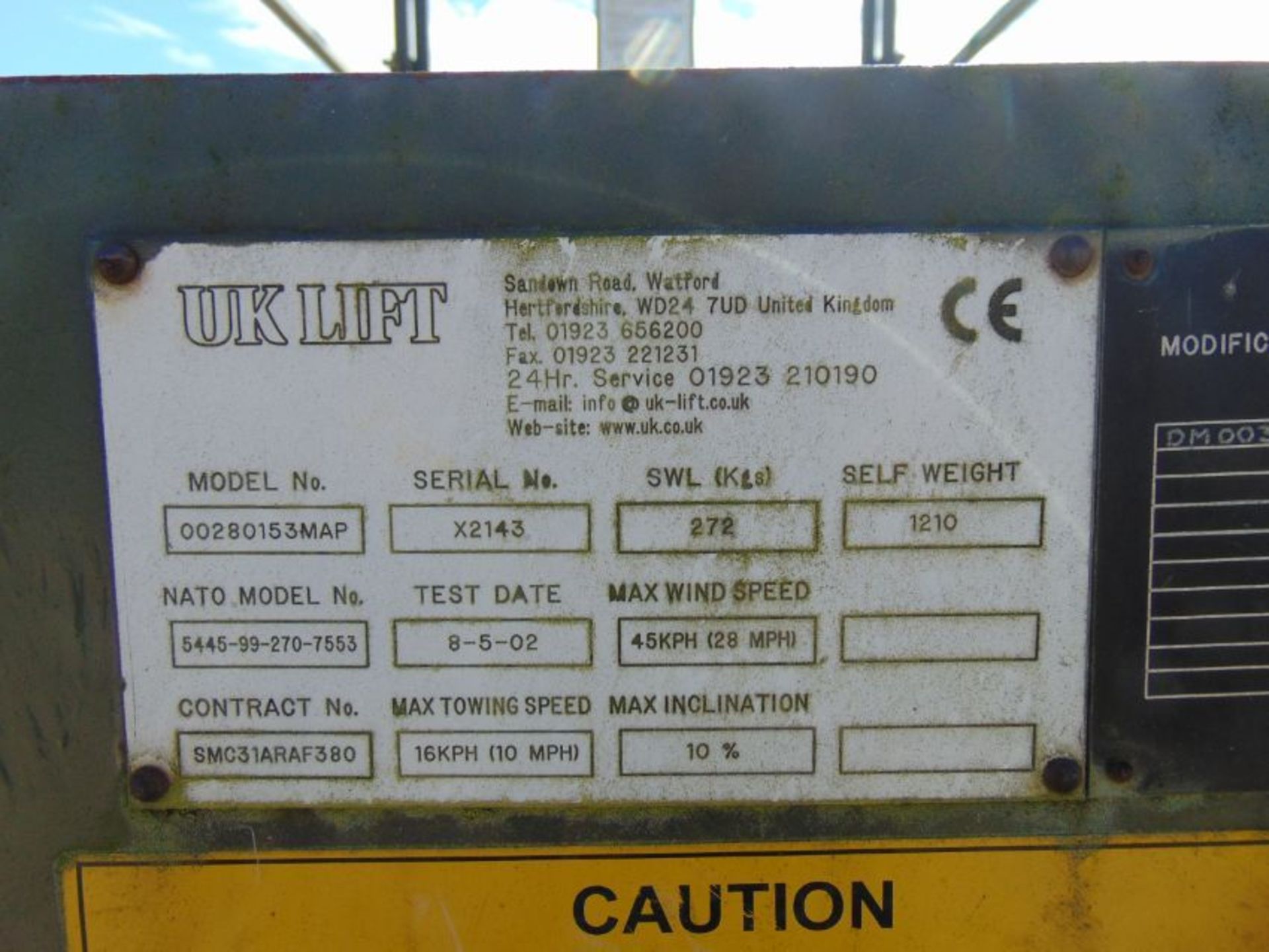 RAF Maintenance Unit UK Lift Hydraulic Access Platform SWL 272 Kgs - Image 11 of 11