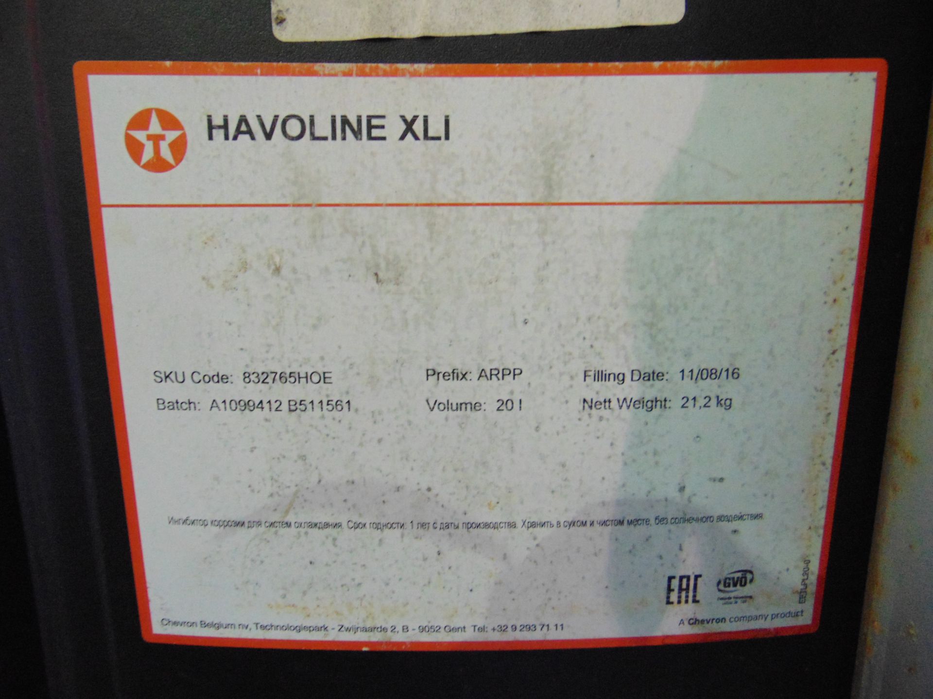 10 x Unissued 20L Sealed Drums of Texaco Havoline XLI Corrosion Inhibitor - Image 2 of 2