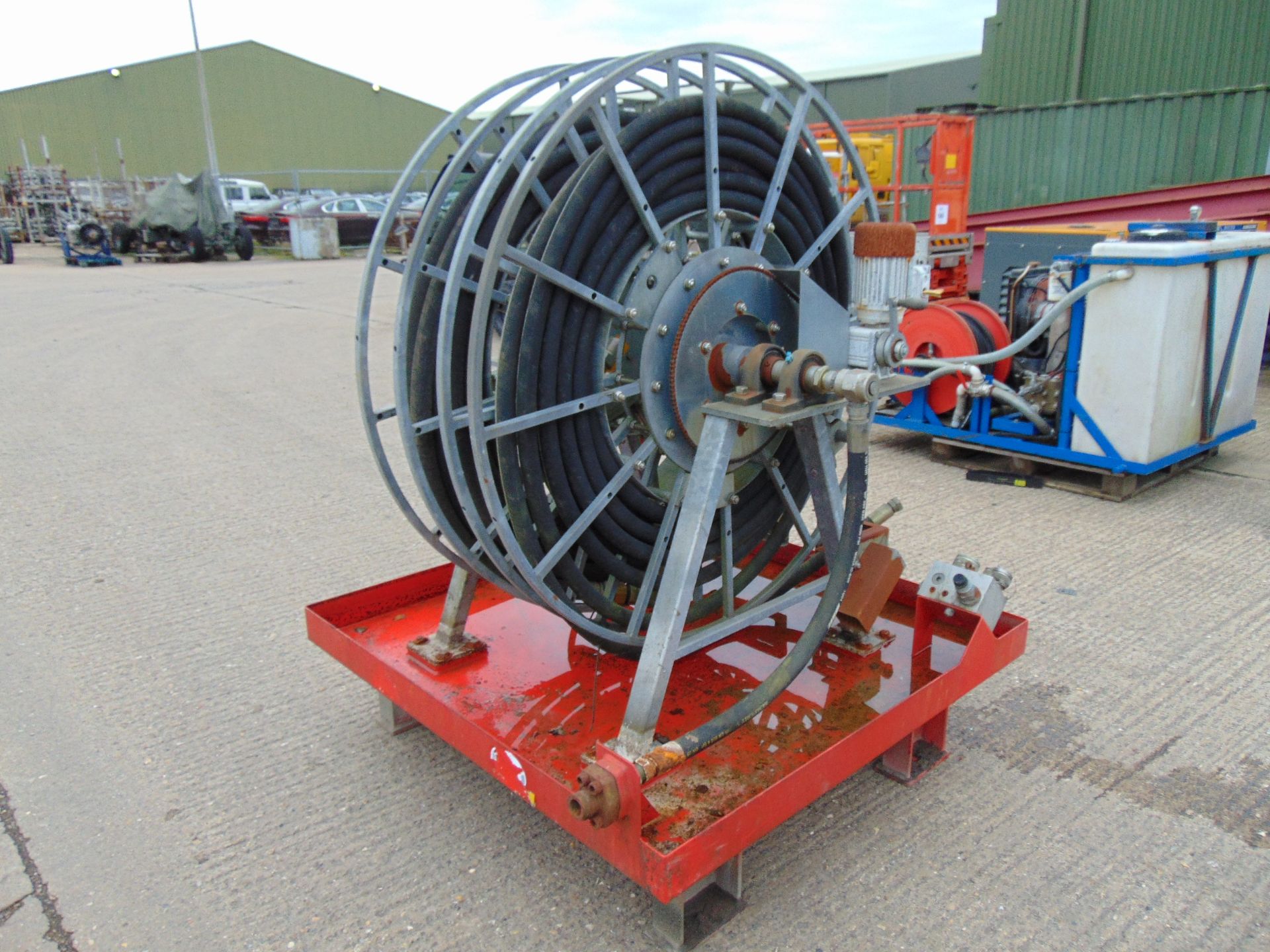 Powered Twin Hose Reel Assembly c/w 110 Volt Electric Motors etc - Image 2 of 12