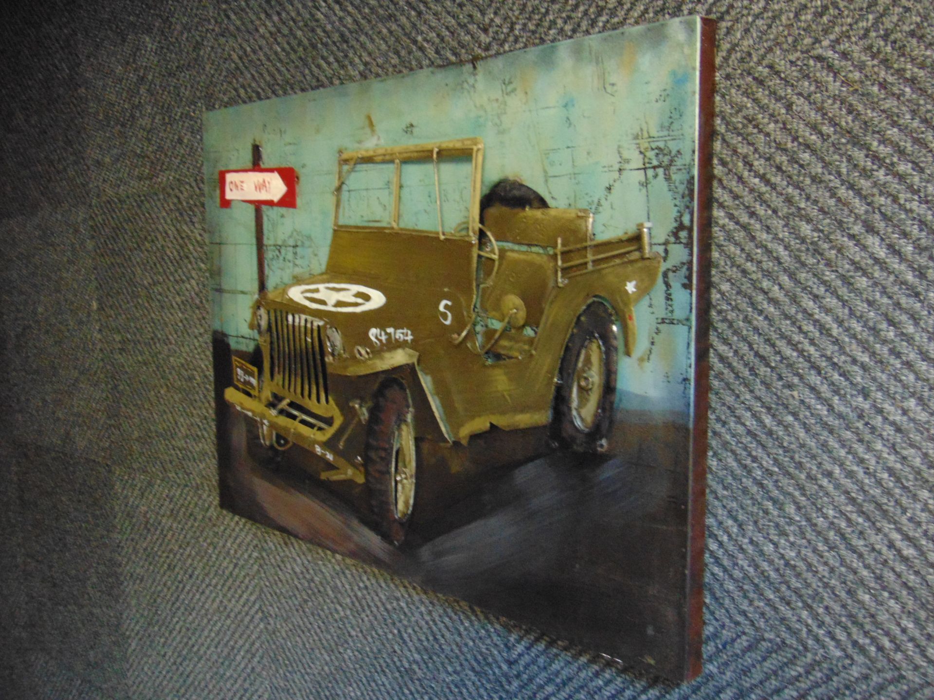 3D WW2 WILLYS JEEP PICTURE IN METAL 80 CM x 60CM - Image 4 of 6