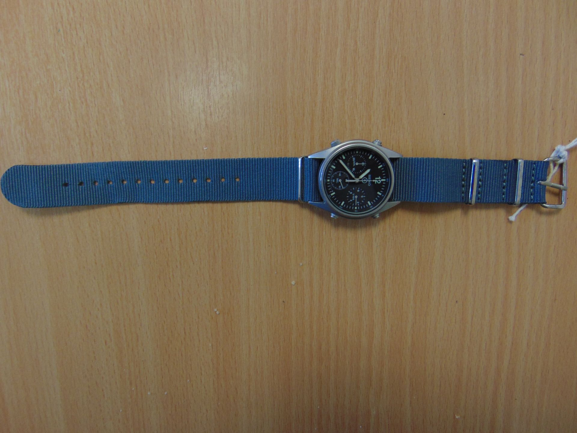 SEIKO GEN I RAF PILOTS CHRONO WATCH NATO MARKED DATED 1986 - Image 3 of 8