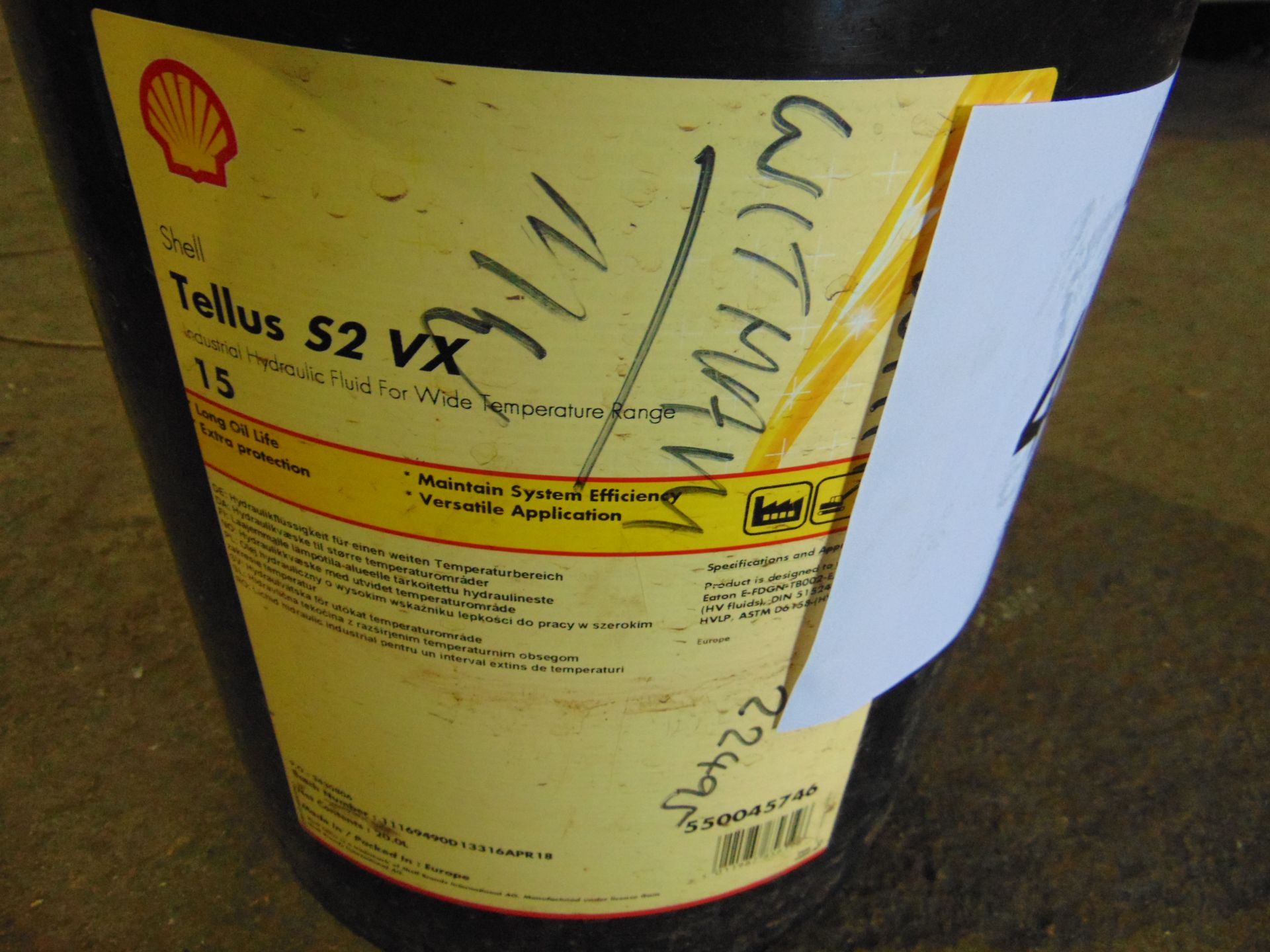 1 x Unissued 20L Sealed Drum of Shell Tellus S2VX Industrial High Performance Hydraulic Oil - Image 2 of 3